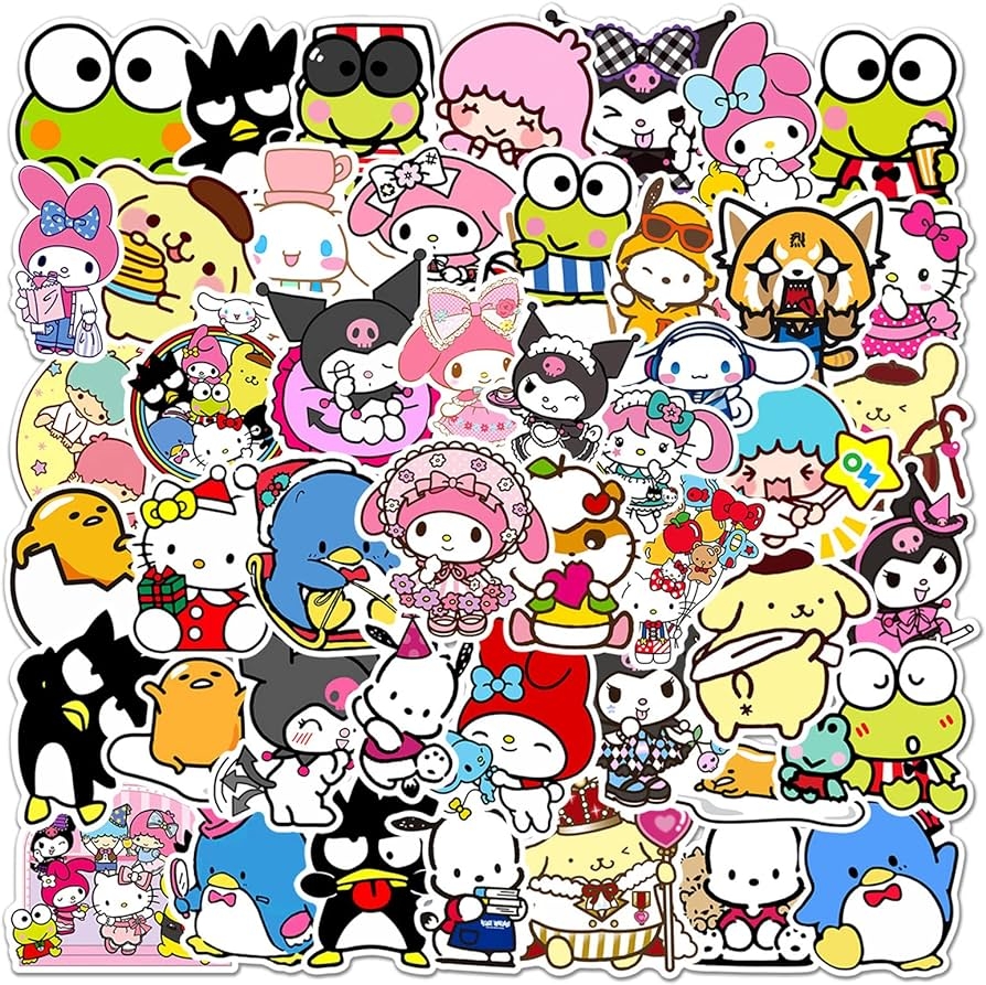 900x900 Cute Sanrio Cartoon Stickers for Kids Water Bottle 50pcs Pack, Kawaii Waterproof Vinyl Stickers for Teen Girl Laptop Skateboard Bike Guitar Laggage Bicycle Travel Case (Japanese Cartoon), Desktop