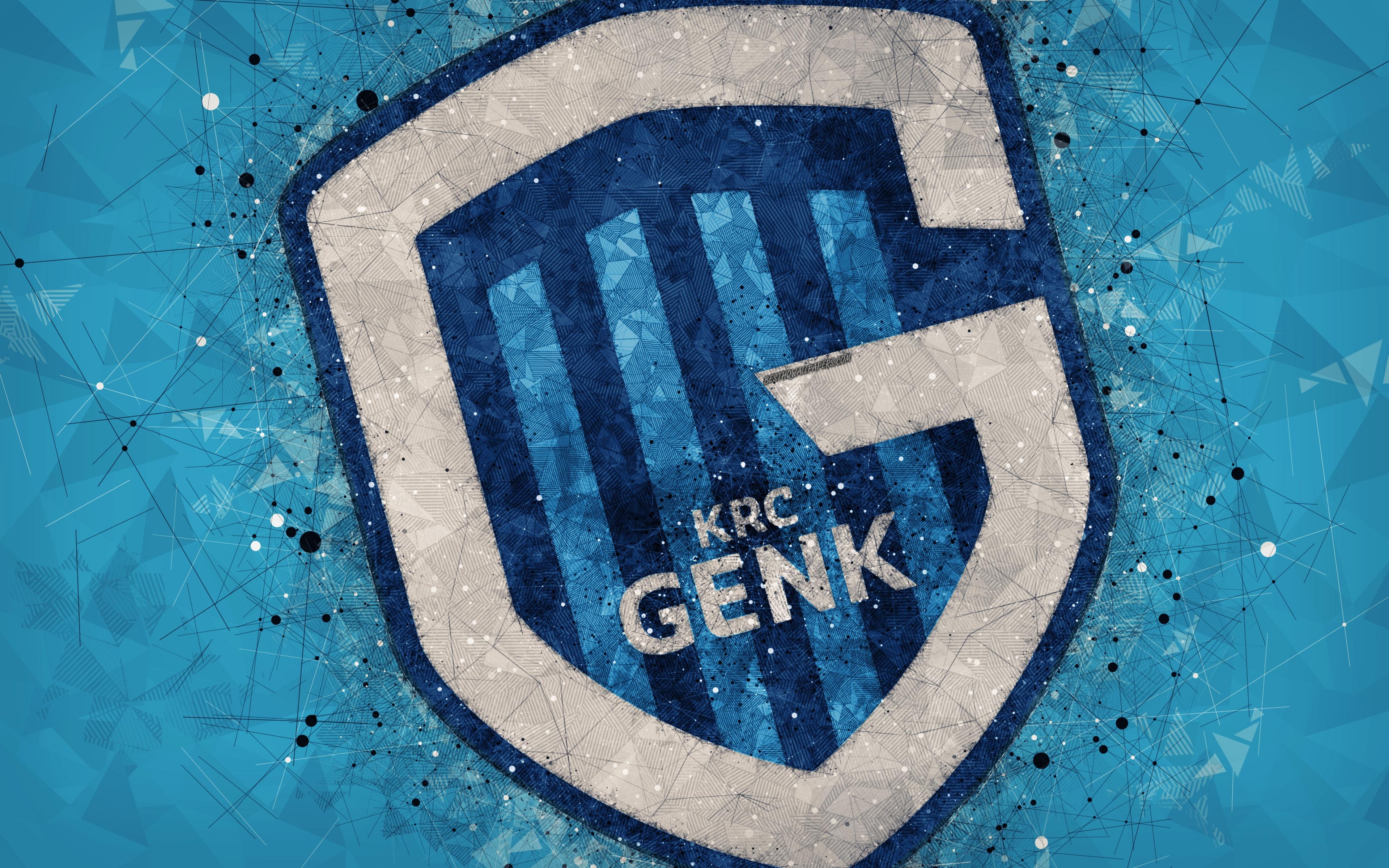 3840x2400 Download wallpaper KRC Genk, 4k, geometric art, logo, Belgian, Desktop