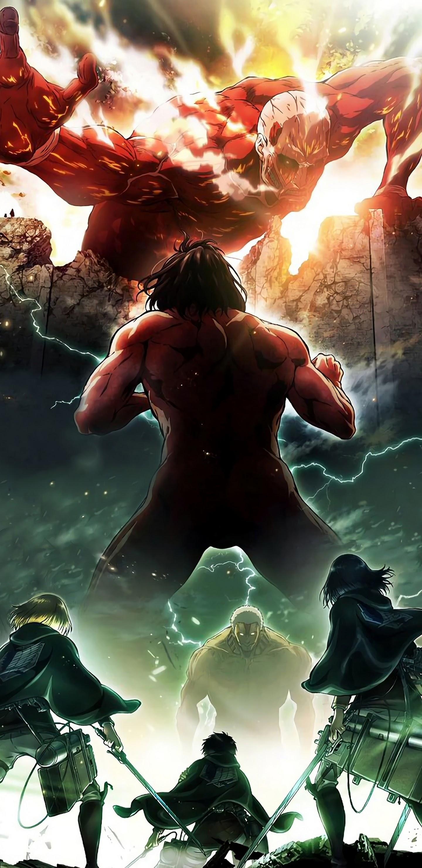 1440x2960 Colossal Titan Attack Titan Attack on Titan 4K Wallpaper, Phone