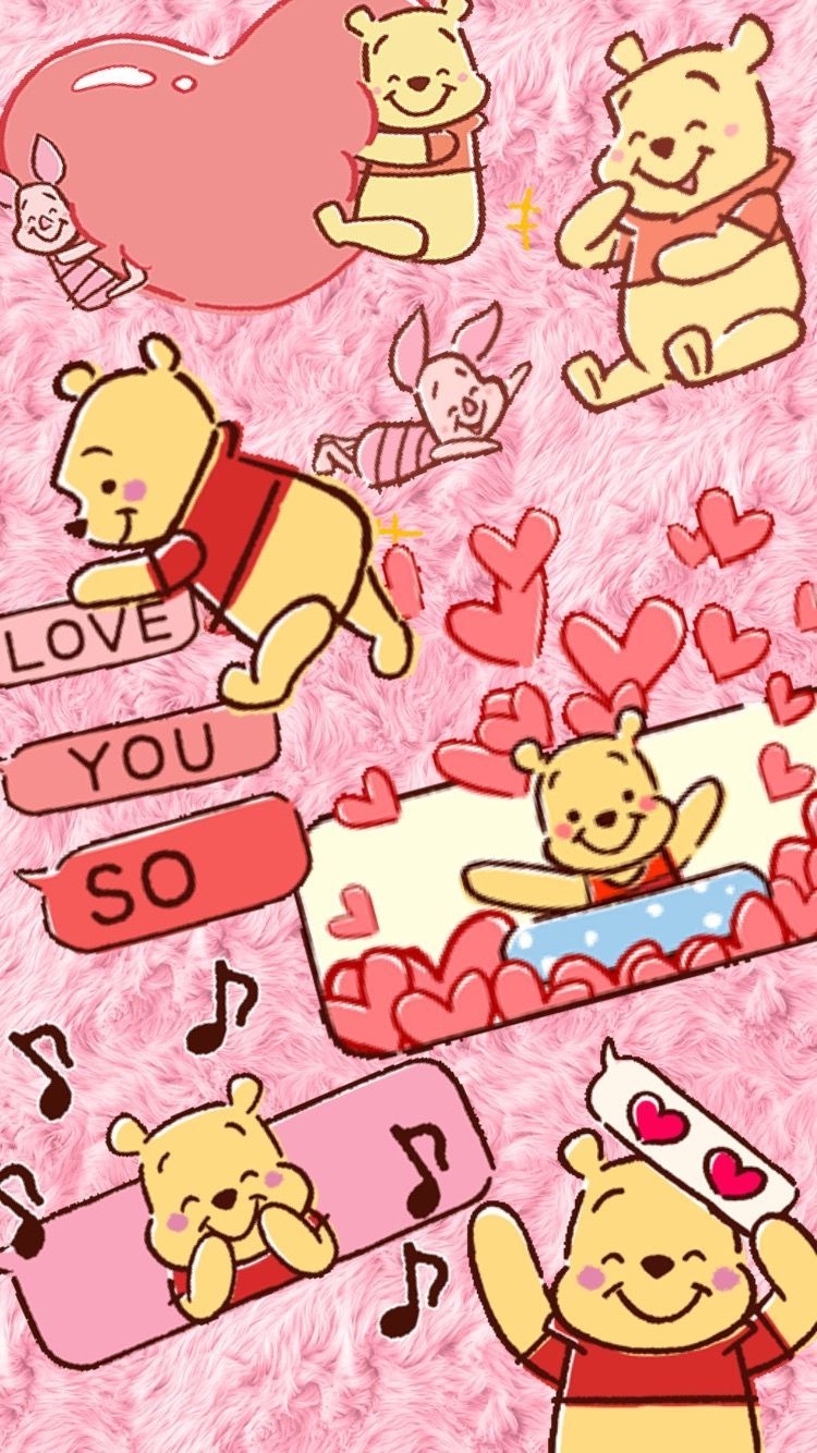 750x1340 Fondo Tsum Tsum Wallpaper, Disney Wallpaper, Pink Wallpaper, Bear Valentines Day Wallpaper & Background Download, Phone