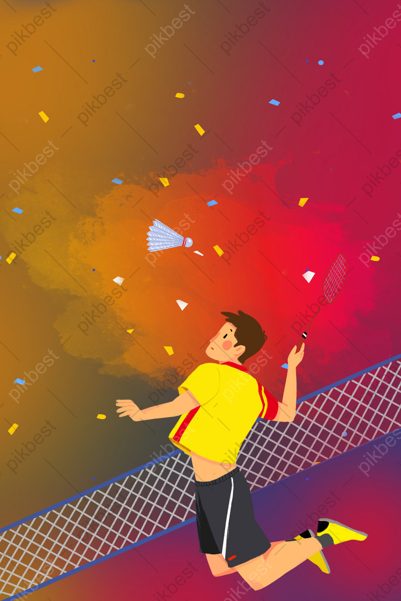 800x1200 Badminton Sport Gradient Cartoon Game Scene Background. PSD Free Download, Phone