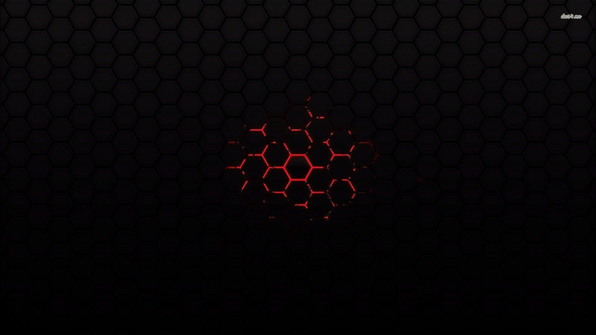 1920x1080 Red On Black Honeycomb Pattern, Desktop