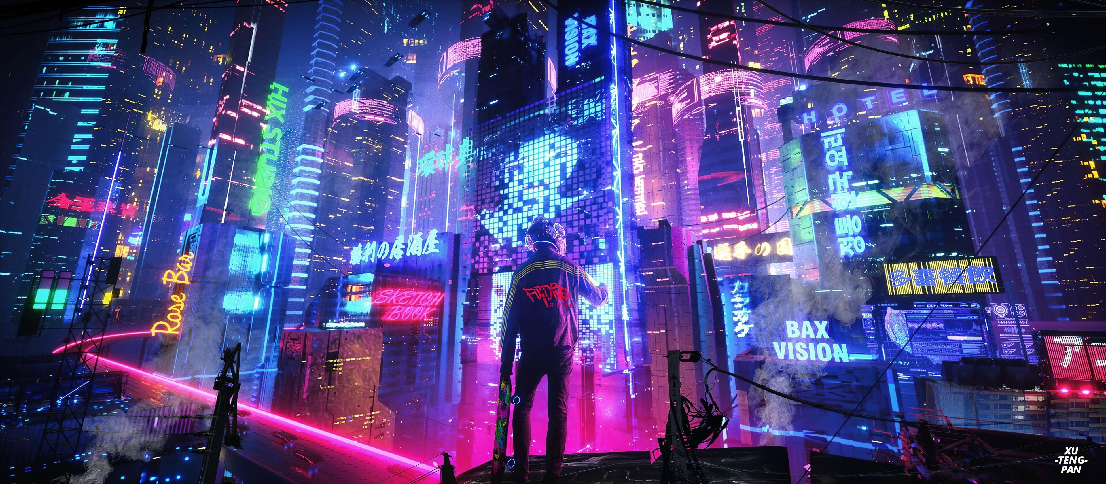 3840x1680 Anime Neon City Wallpaper 4K / Anime Neon City Wallpaper Top Free Anime Neon City Background, Tons of awesome ultra HD neon anime wallpaper to download for free, Dual Screen