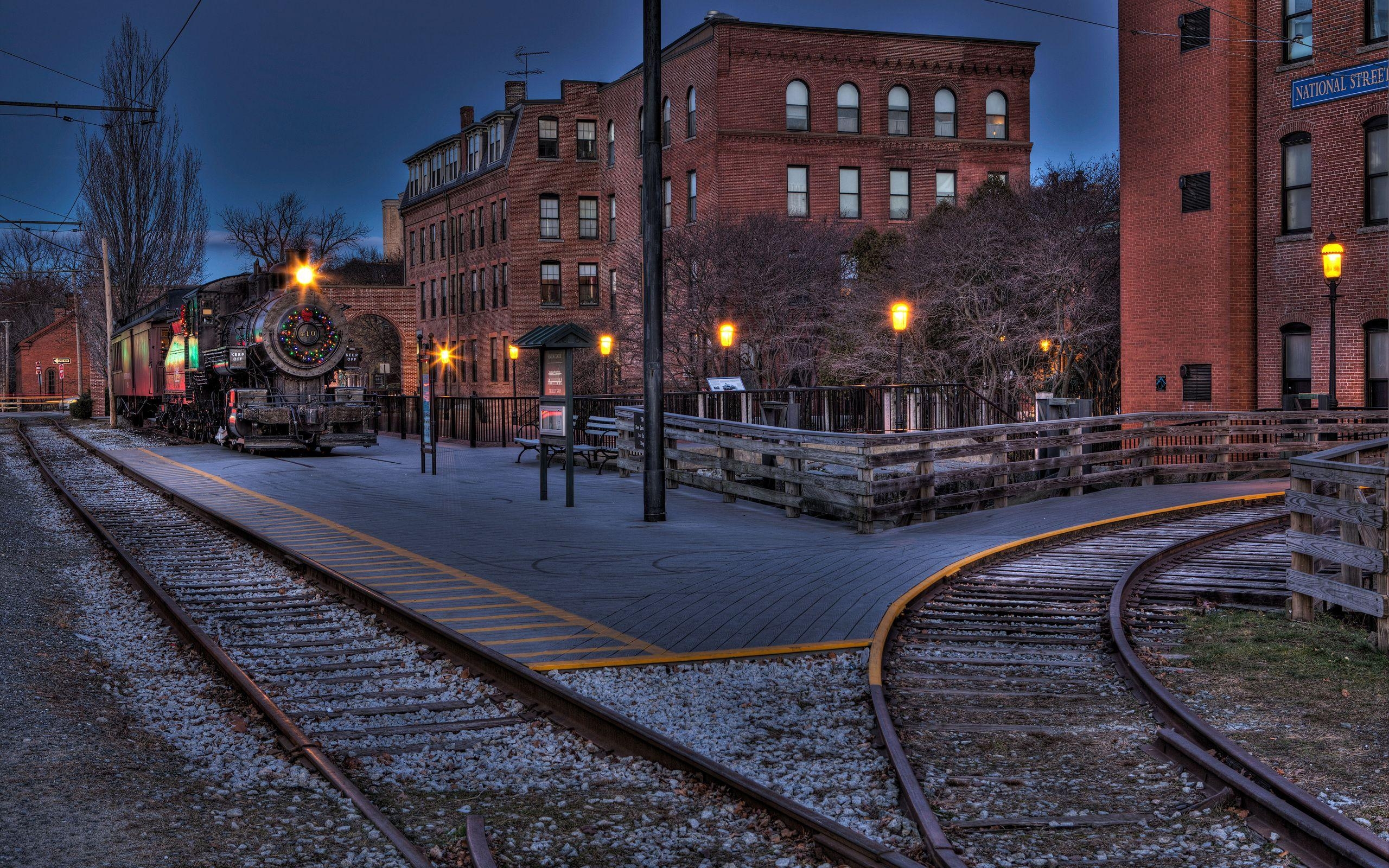 2560x1600 Boston locomotive railway city christmas h wallpaperx1600, Desktop