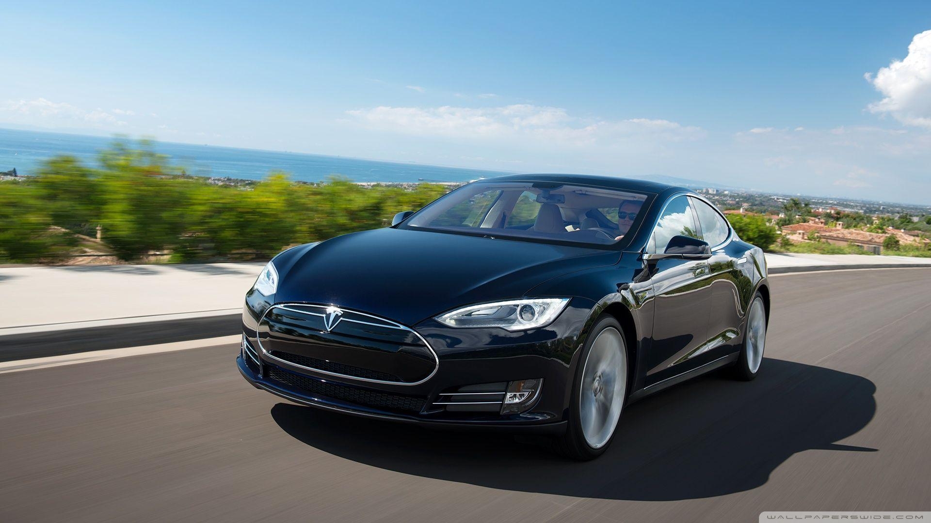 1920x1080 Tesla Model S in Blue, Driving Down The Coast HD desktop wallpaper, Desktop