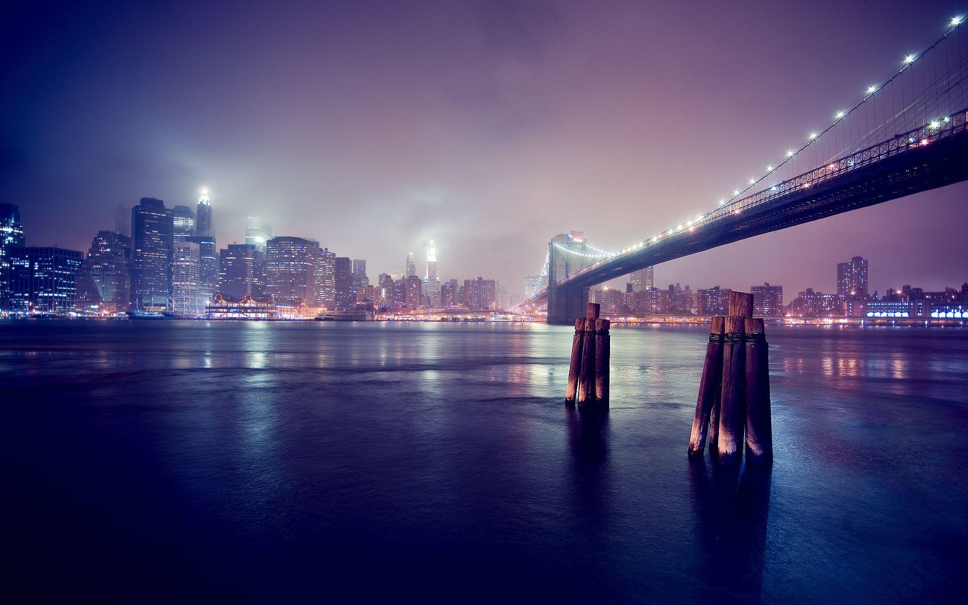 1920x1200 Brooklyn Bridge Night. Beautiful Places. Wallpaper, Desktop