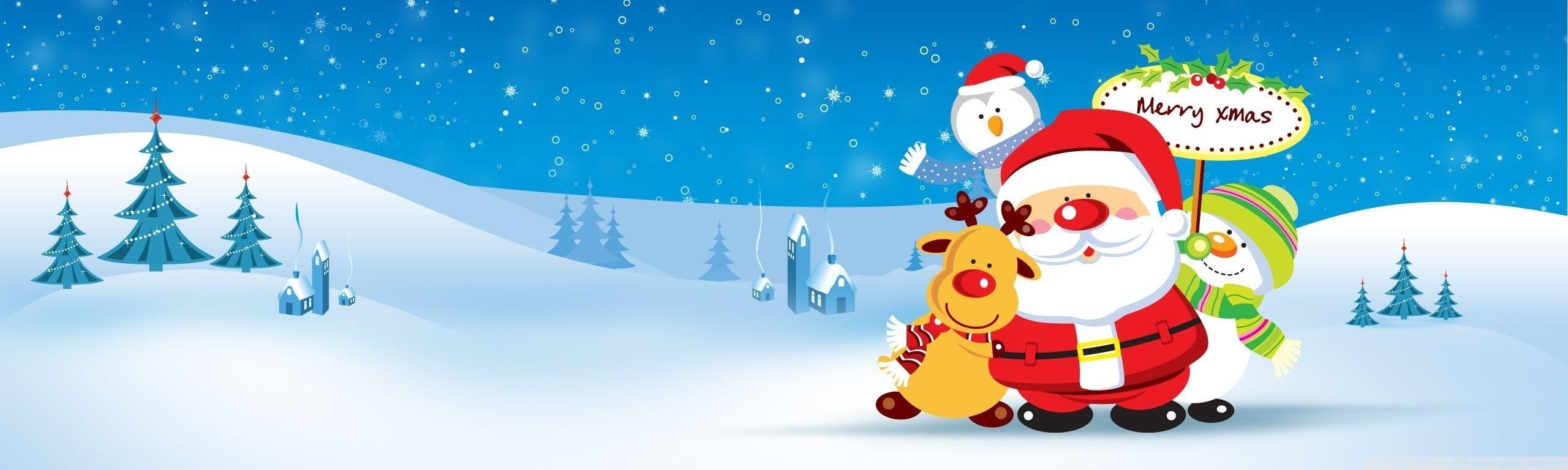 2560x770 Merry Xmas Ultra HD Desktop Background Wallpaper for: Multi Display, Dual Monitor, Tablet, Dual Screen