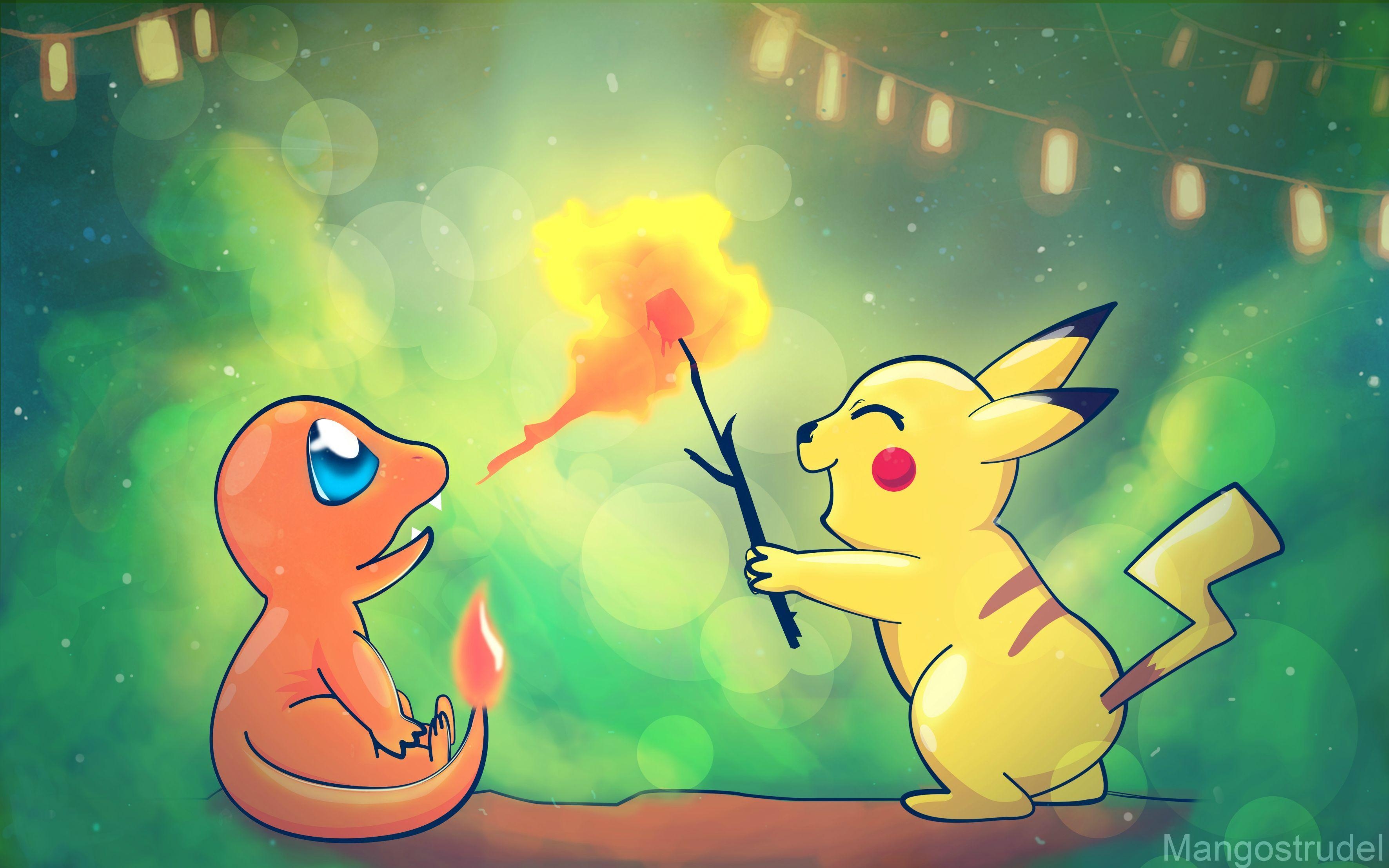 3550x2220 Original Art] Charmander and Pikachu [], Desktop