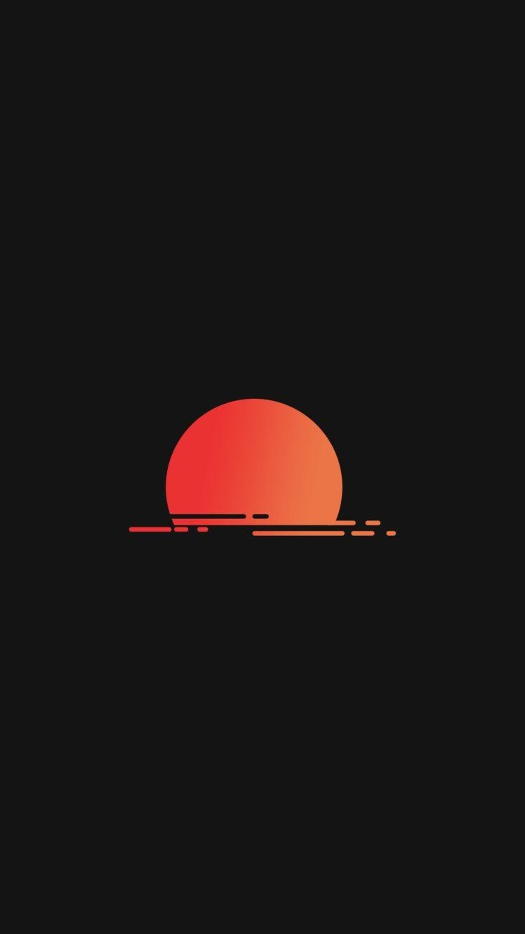 750x1330 black background, Minimalism, Sunset, Portrait display, Phone