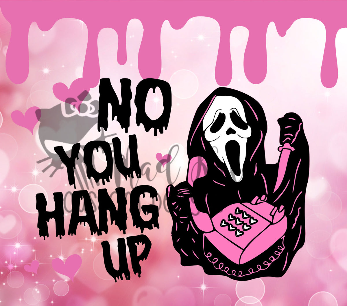 1200x1060 Scream Ghostface No You Hang Up Pink Heart Sublimation Tumbler Print, Desktop