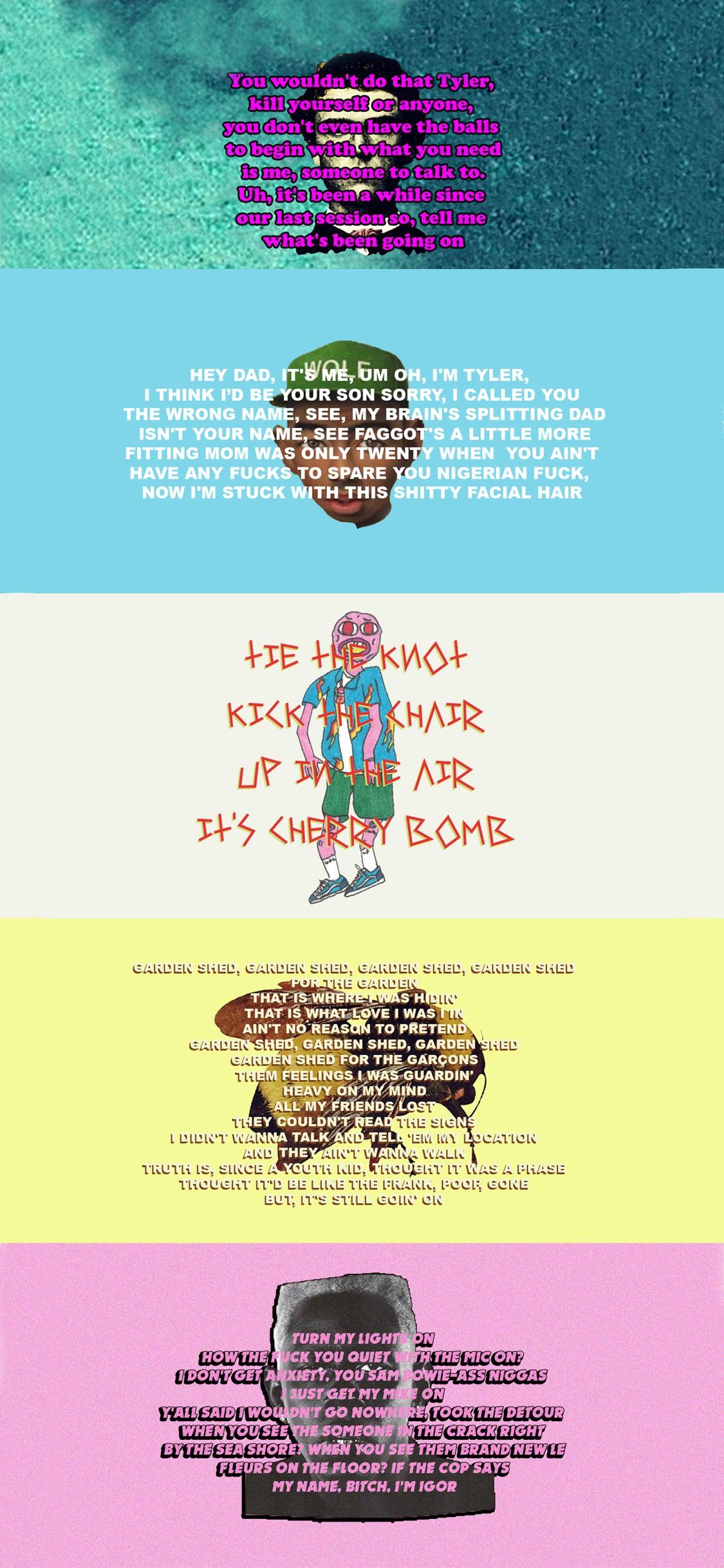 1130x2440 IPhone X XS Wallpaper Of Every Tyler Album, I Didn't Put Bastard Because It's A Mixtape And It Just Would've Made It Harder So It's Just The Albums, Phone