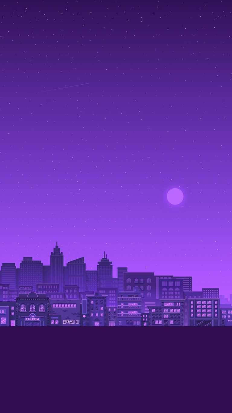 770x1370 Download Dark Purple Aesthetic City Art Wallpaper, Phone