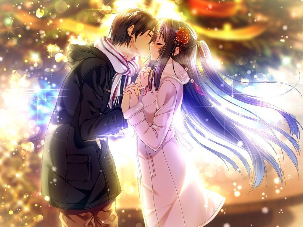 1030x770 Romance Anime Love couple kissing image HD, Desktop