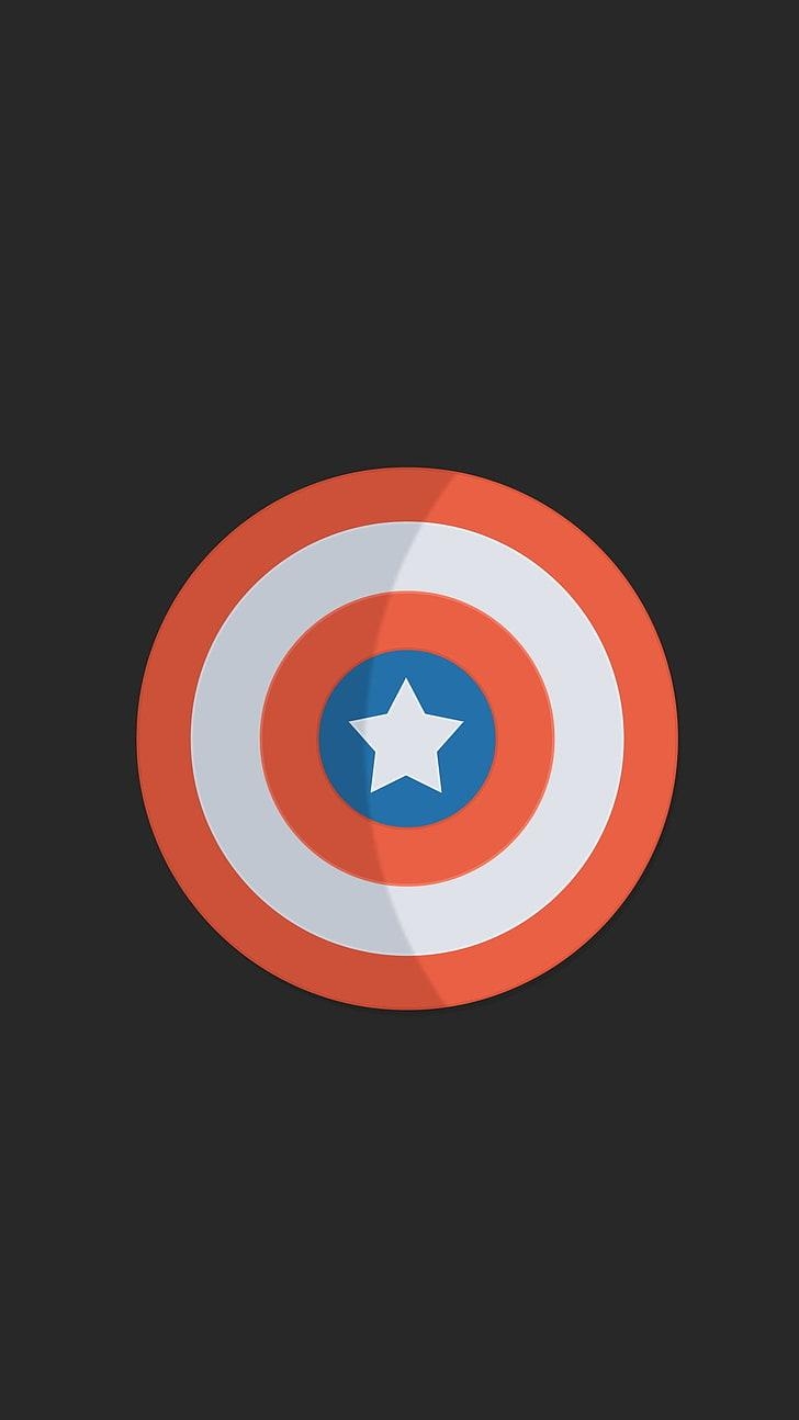 730x1300 HD wallpaper: Captain America shield logo, superhero, minimalism, Phone