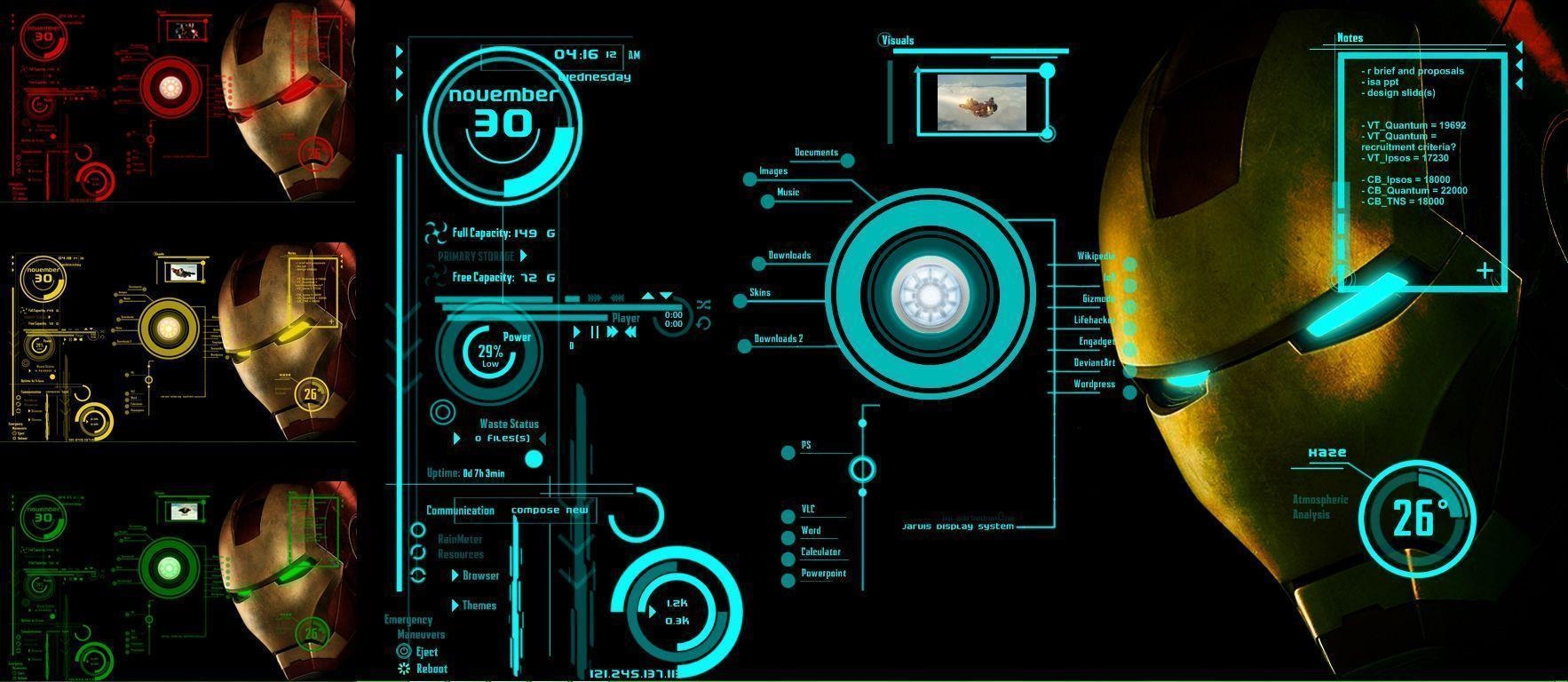 1770x770 IronMan Jarvis Theme Version 2, Dual Screen