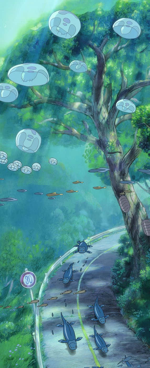 580x1400 Gake No Ue No Ponyo Wallpaper, Phone