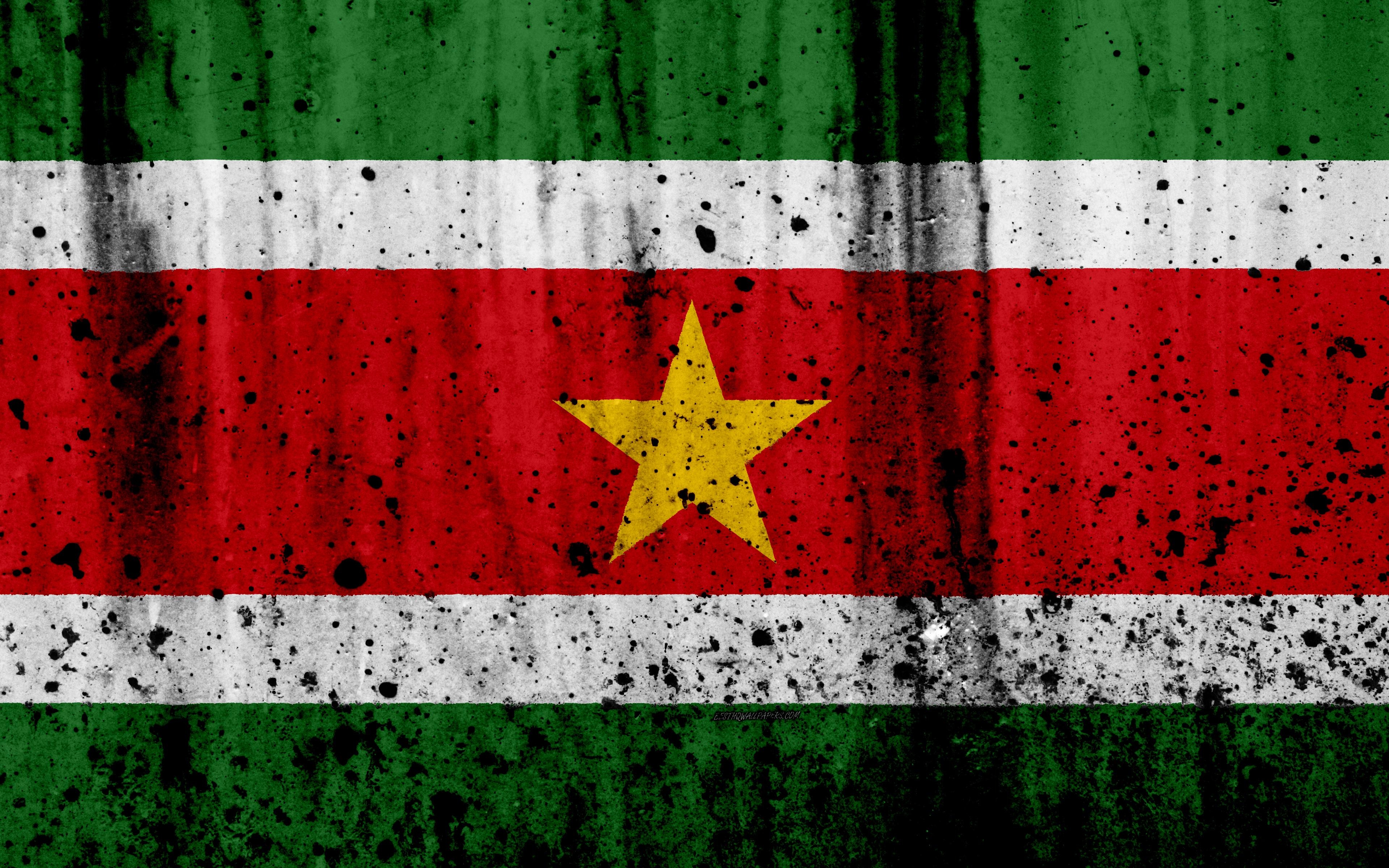 3840x2400 Download wallpaper Suriname flag, 4k, grunge, South America, flag, Desktop