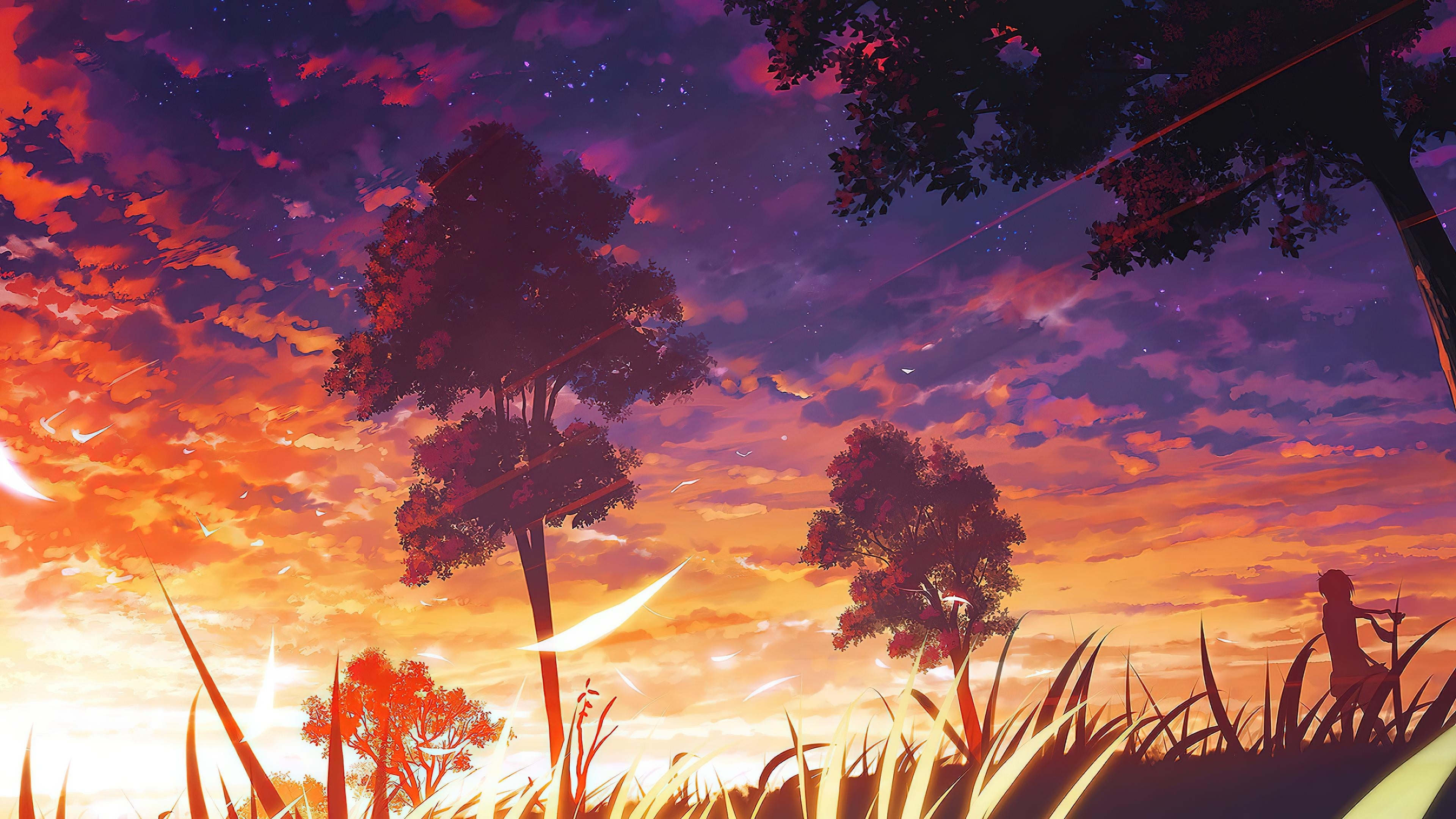 3840x2160 Anime Sunset [], Desktop