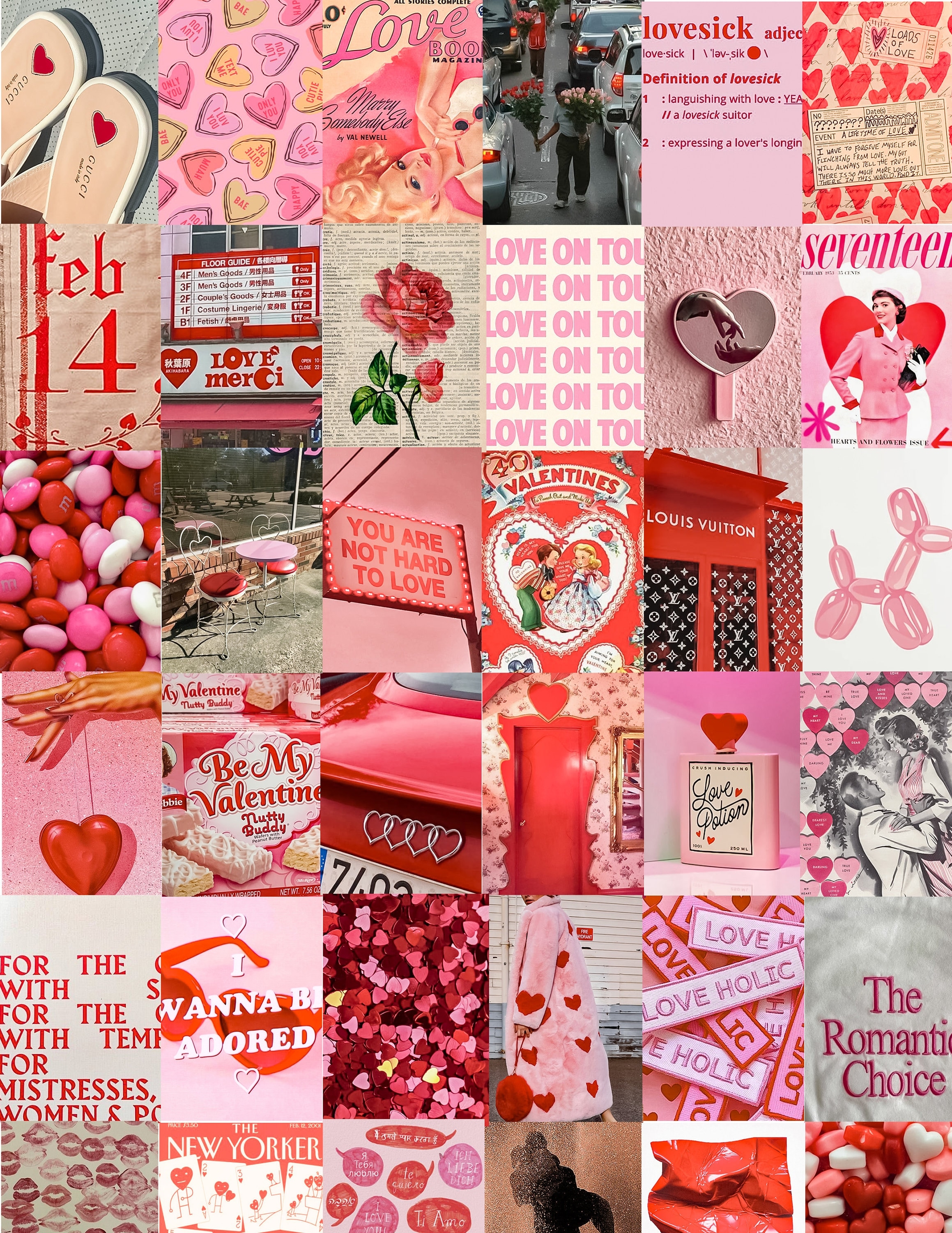 2320x3000 Red Valentine's Day Wall Collage Kit, Phone