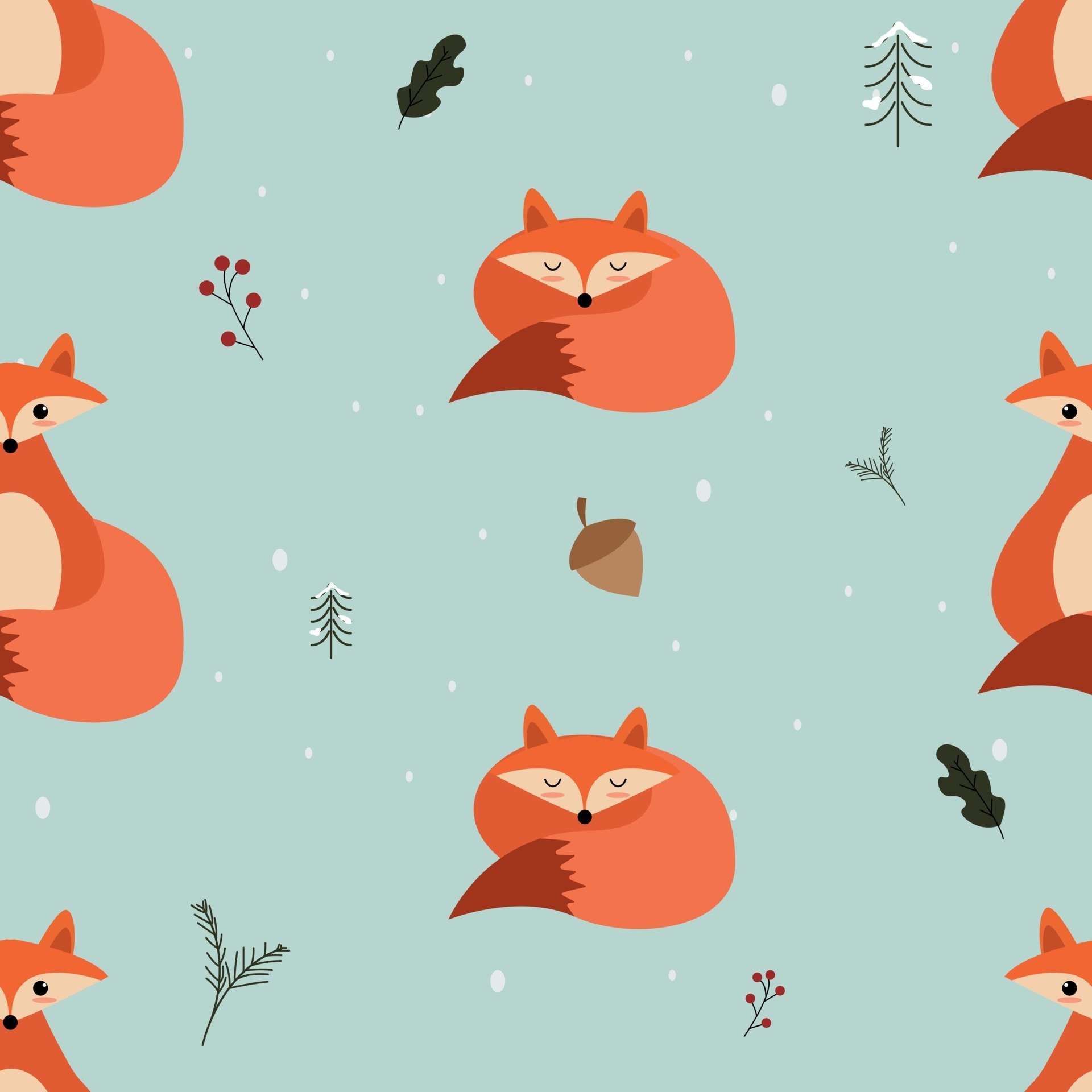 1920x1920 Cute fox seamless pattern. Good to use for textile design, wallpaper, etc, Phone