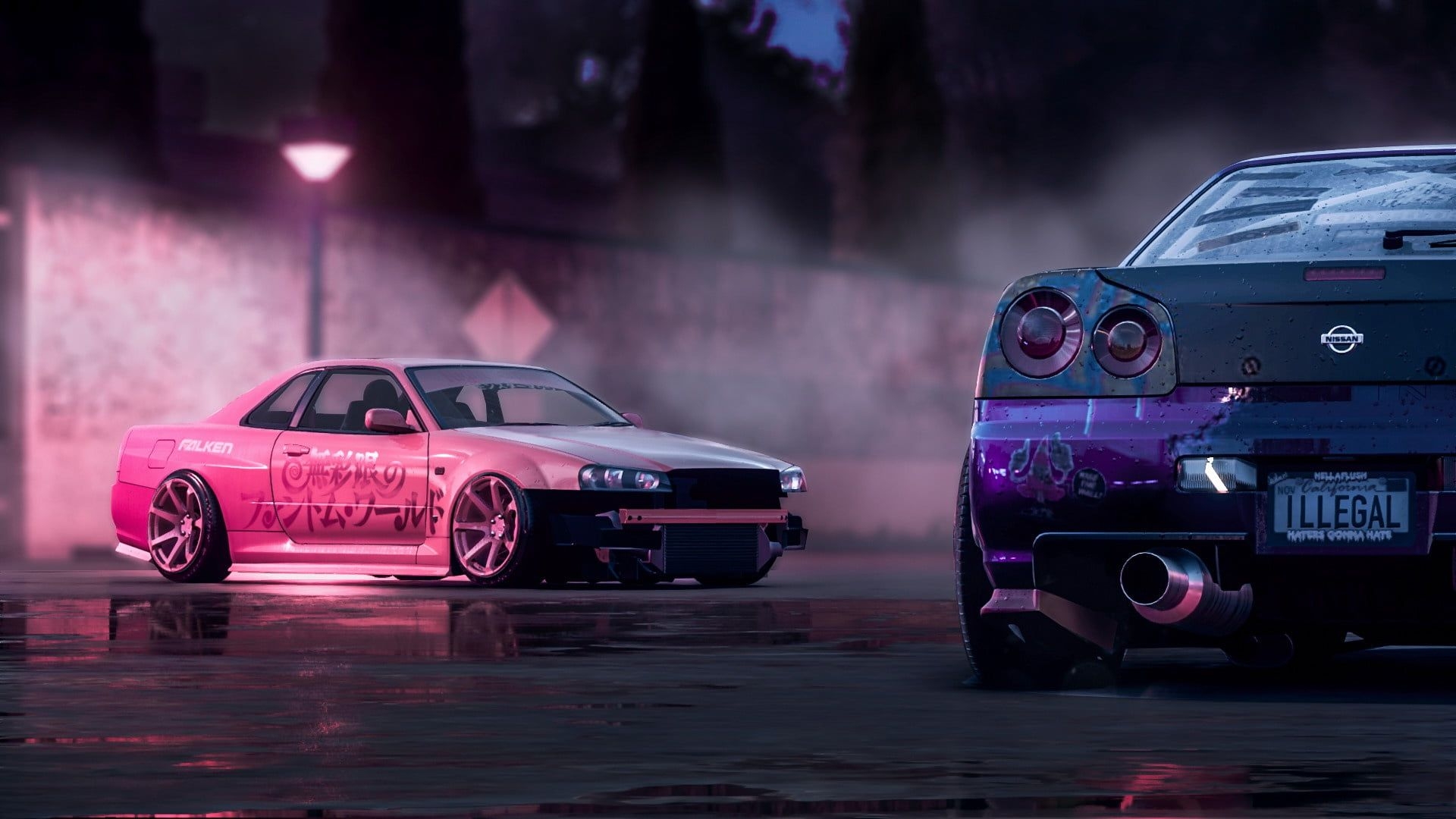 1920x1080 black Nissan car #Pink #Nissan #Drift #Car #Purple #Skyline #R34 P # wallpaper #hdwallpaper #desktop. Car wallpaper, Sports car wallpaper, Nissan skyline, Desktop