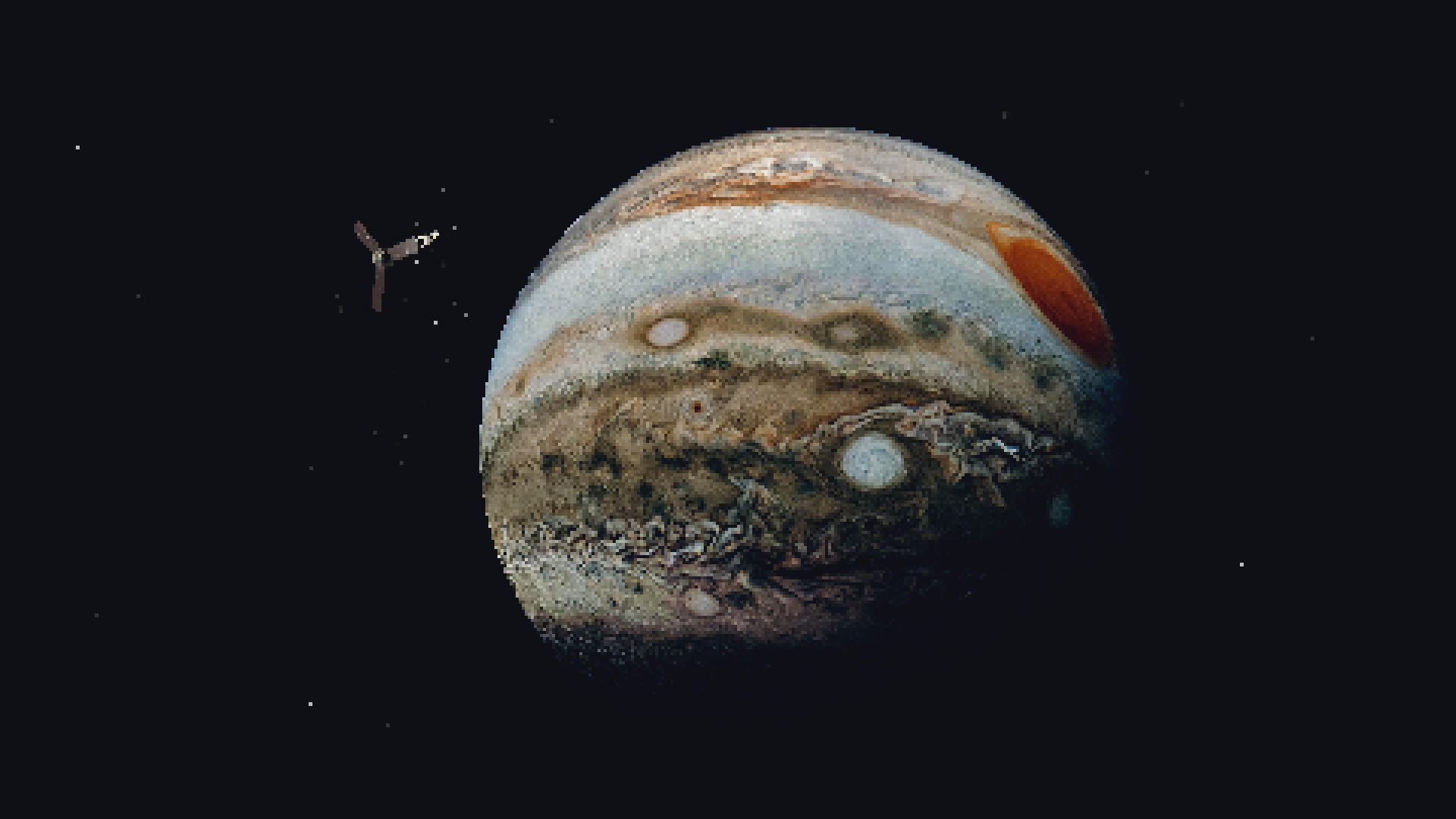 1920x1080 Digital Art Pixel Art Pixelated Pixels Space Universe Planet Pluto Stars Spaceship Satellite Jupiter Wallpaper:, Desktop