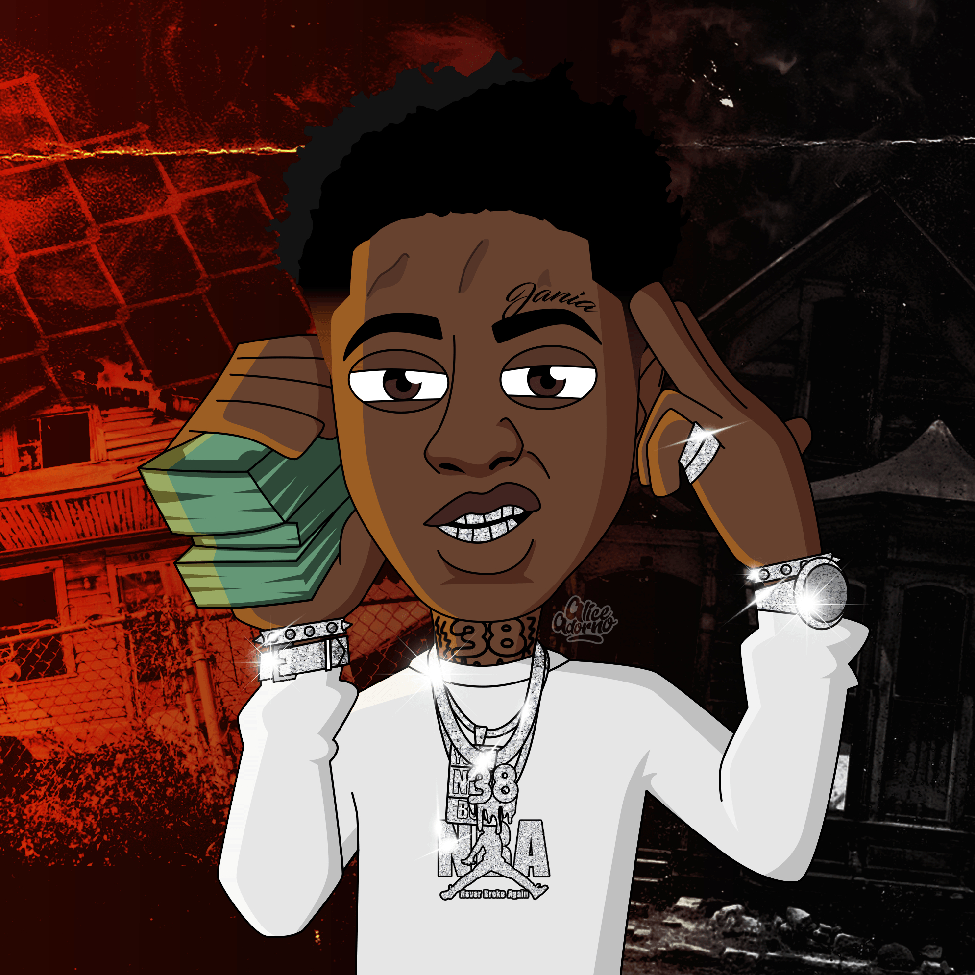 1990x1990 NLE Choppa Cartoon Wallpaper Free NLE Choppa Cartoon Background, Phone