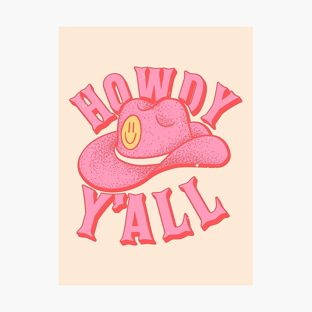 1000x1000 HOWDY YALL. HOWDY Y&;ALL Preppy Aesthetic. White Background Poster, Phone