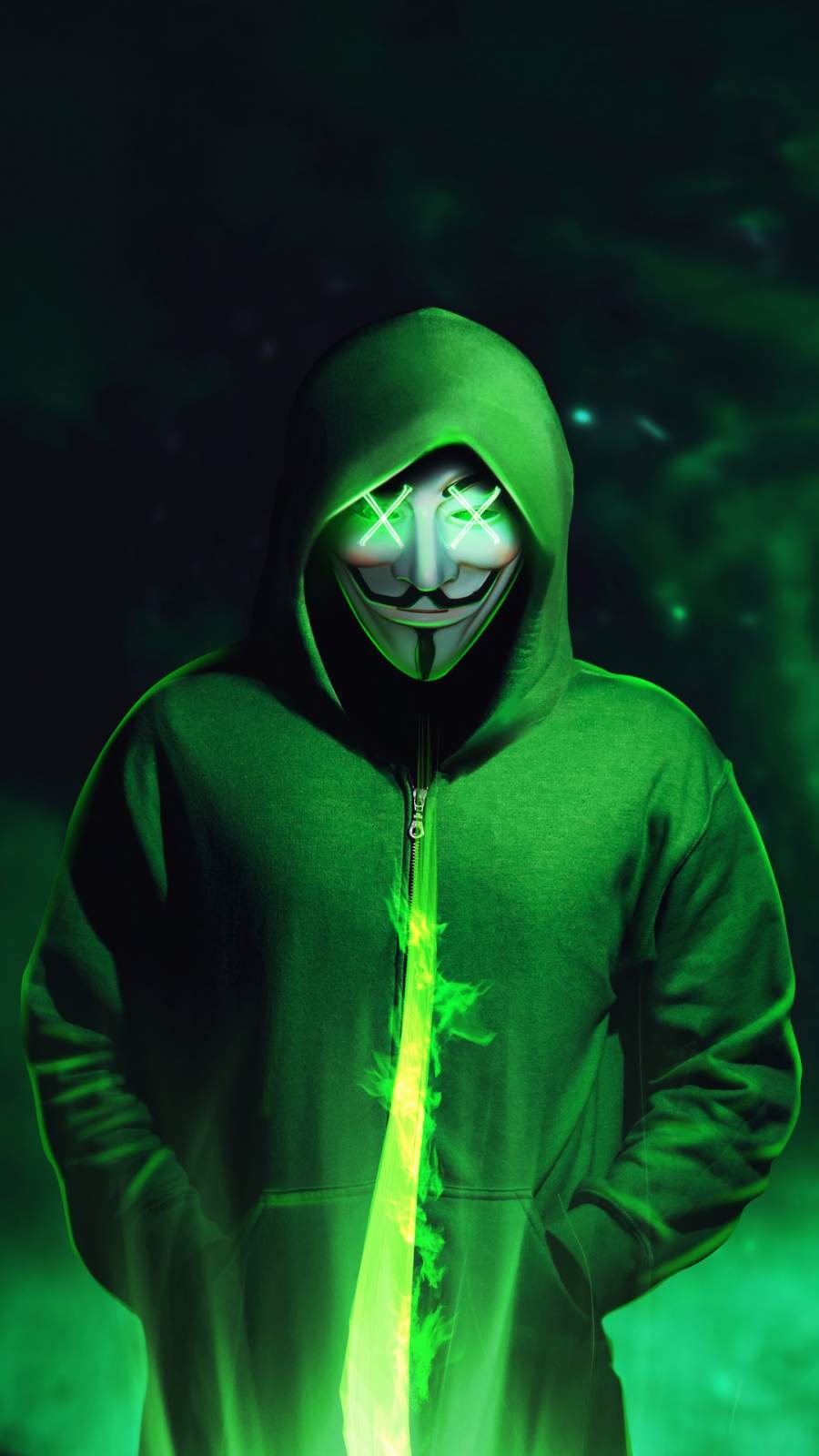 900x1600 Green Hoodie Anonymus Mask iPhone Wallpaper with  Resolu, Phone