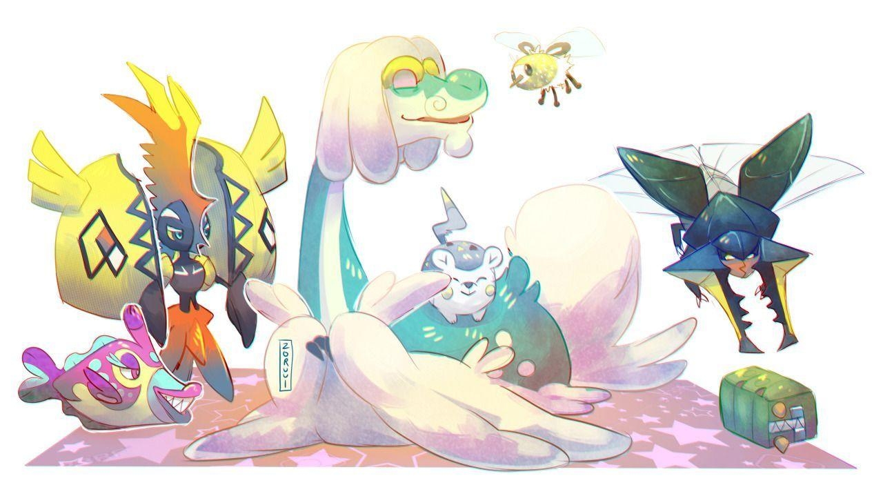 1280x720 Vikavolt, Bruxish, Togedemaru, Tapu Koko, Charjabug, Cutiefly, Desktop