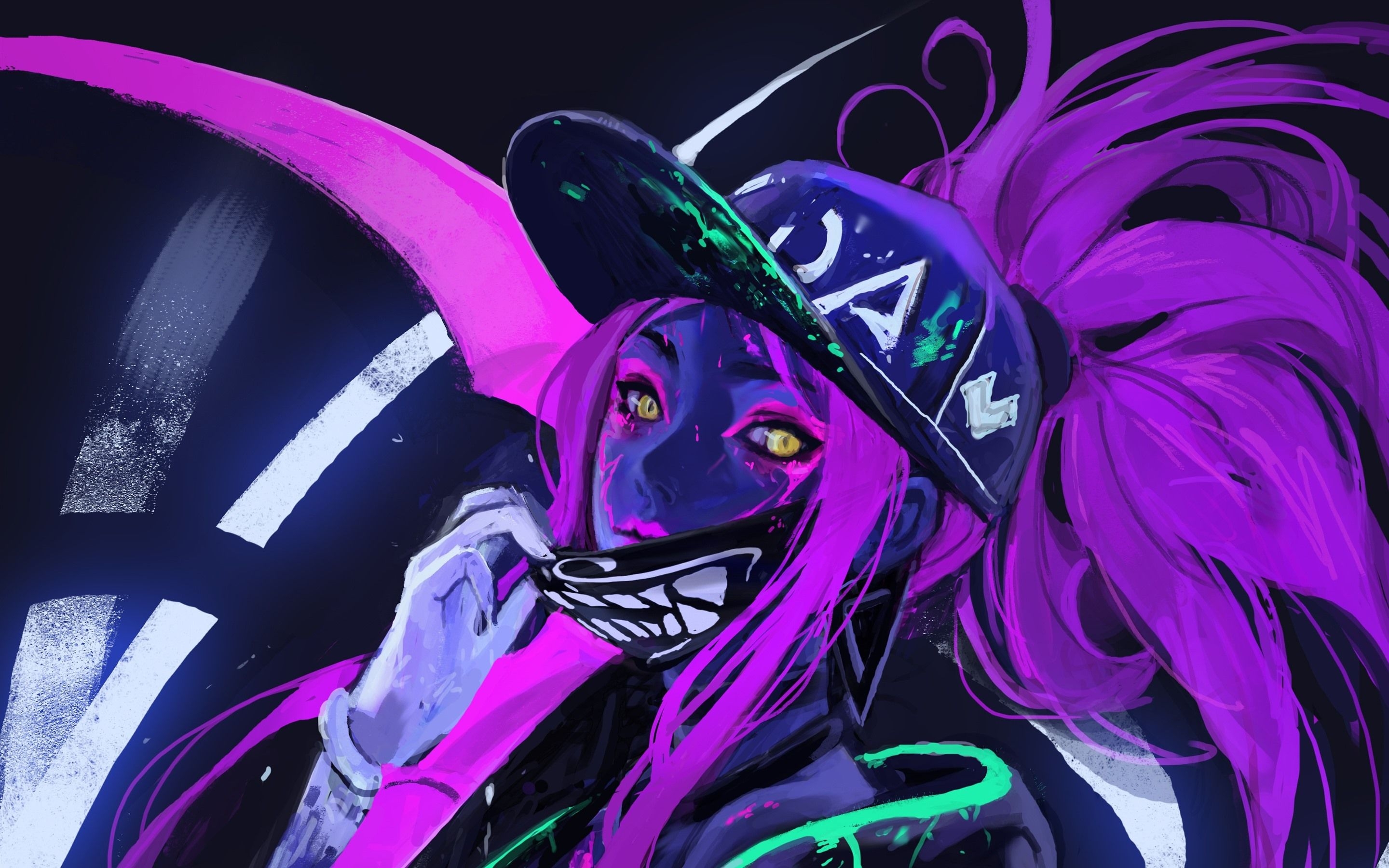 2880x1800 Wallpaper League of Legends, purple hair girl, art painting  HD Picture, Image, Desktop