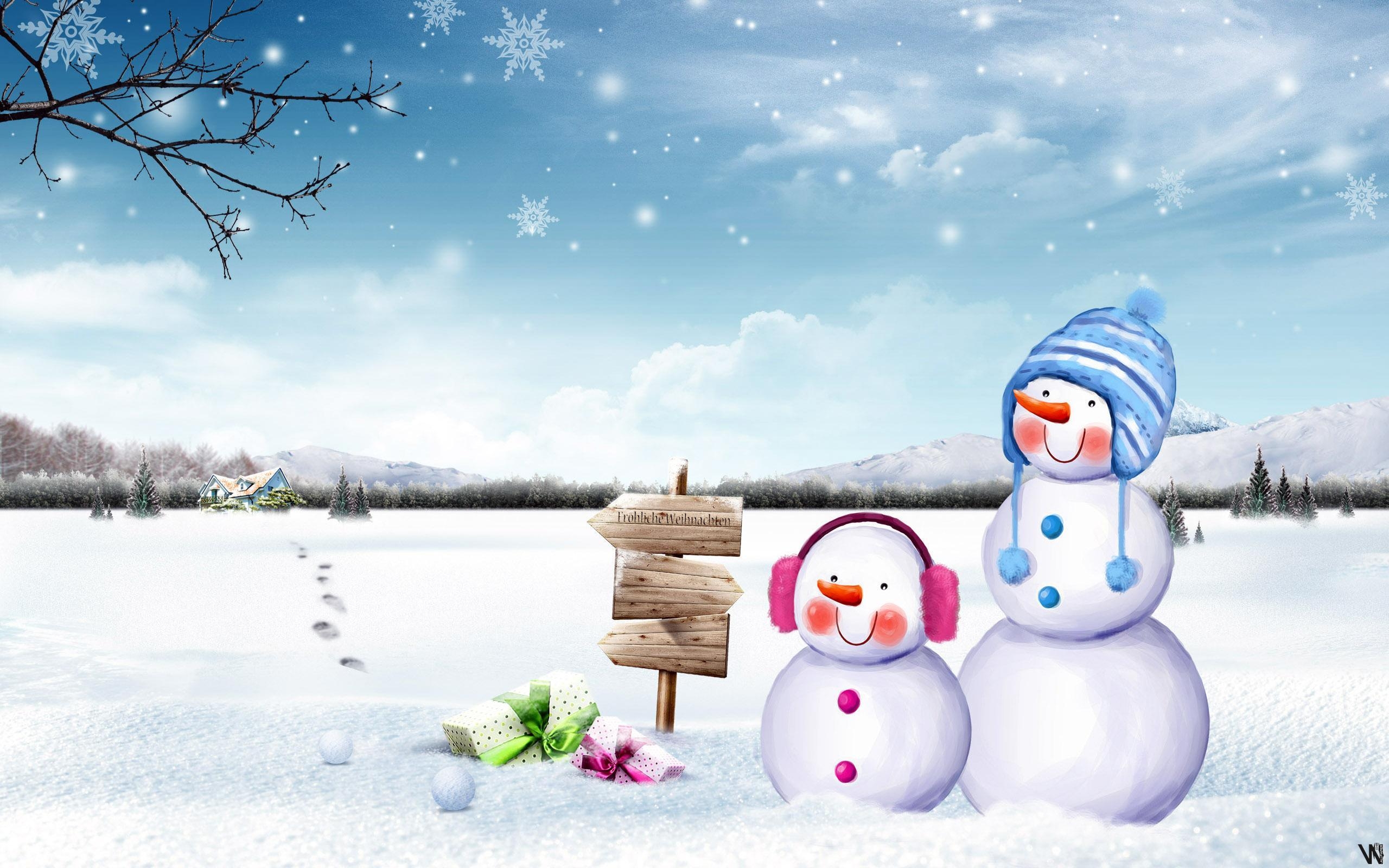 2560x1600 Snowmen HD Desktop Wallpaper for Widescreen, High Definition, Desktop