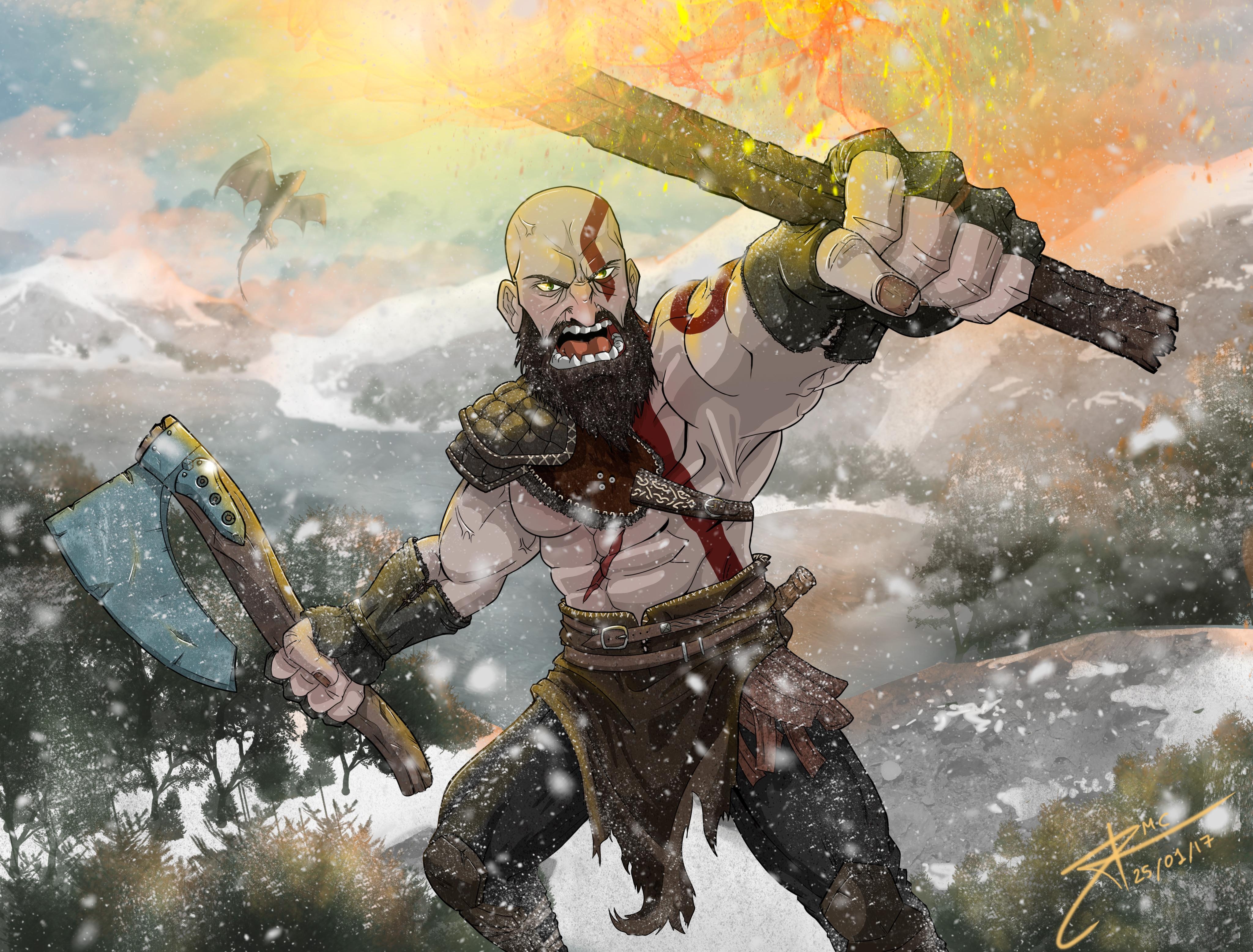 4100x3120 Kratos God Of War Fan Art 4k iPhone iPhone 4S HD 4k, Desktop