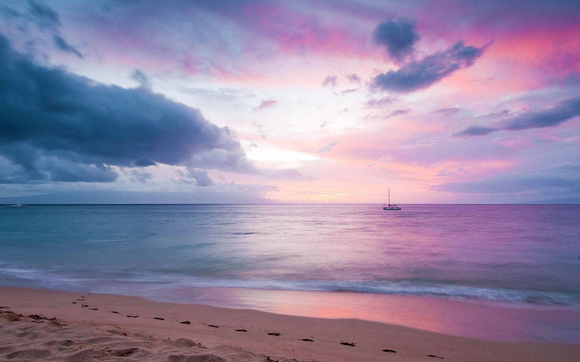 1920x1200 Download Pink Sunset On The Beach Wallpaper, Desktop