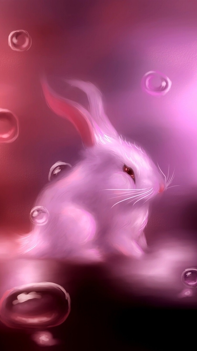 750x1340 Art Watercolor, Pink Rabbit  IPhone 8 7 6 6S Wallpaper, Background, Picture, Image, Phone