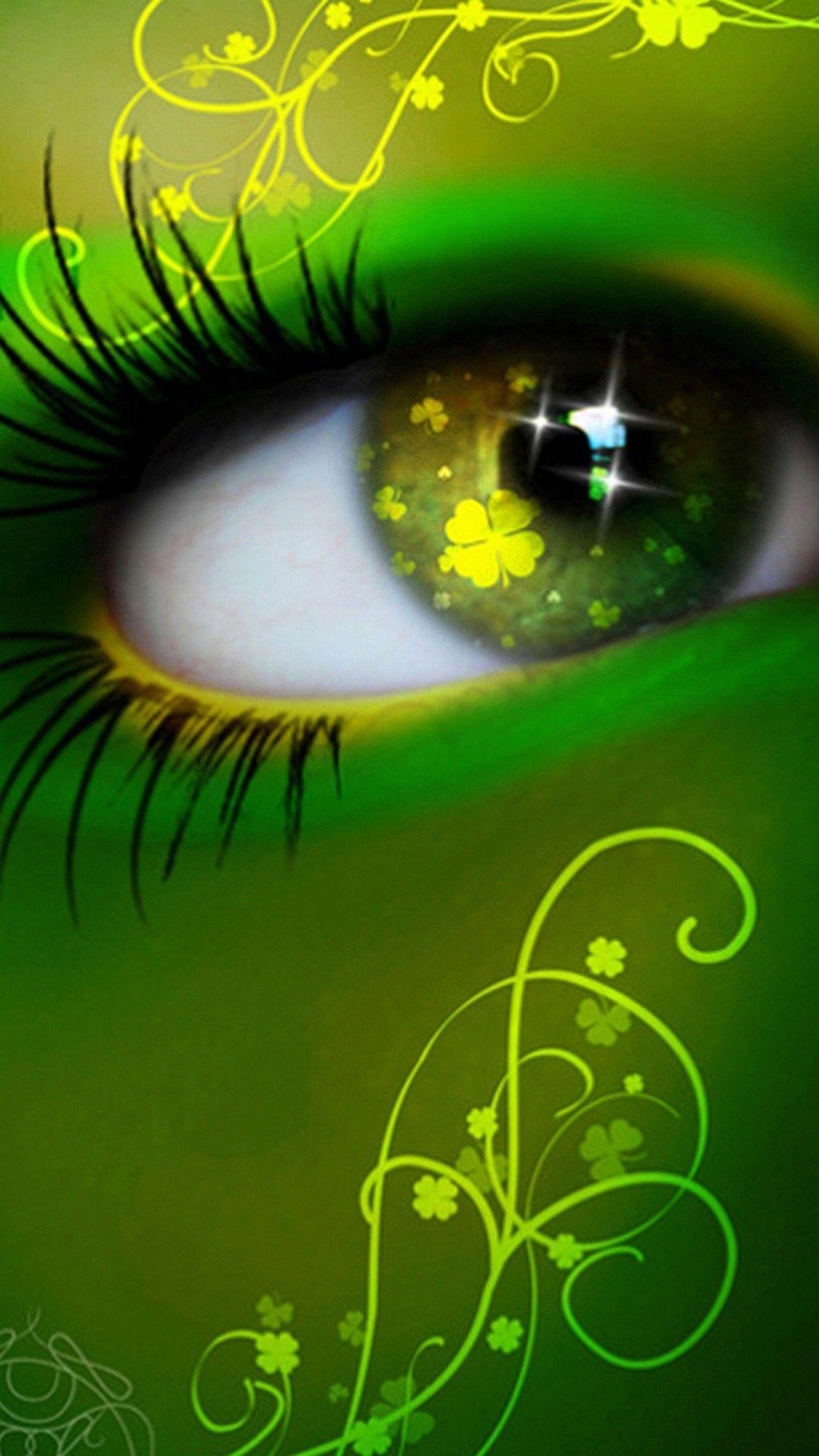 1080x1920 Wallpaper iPhone 6 Plus Eye Green Lucky 5 5 Inches x 1920, Phone