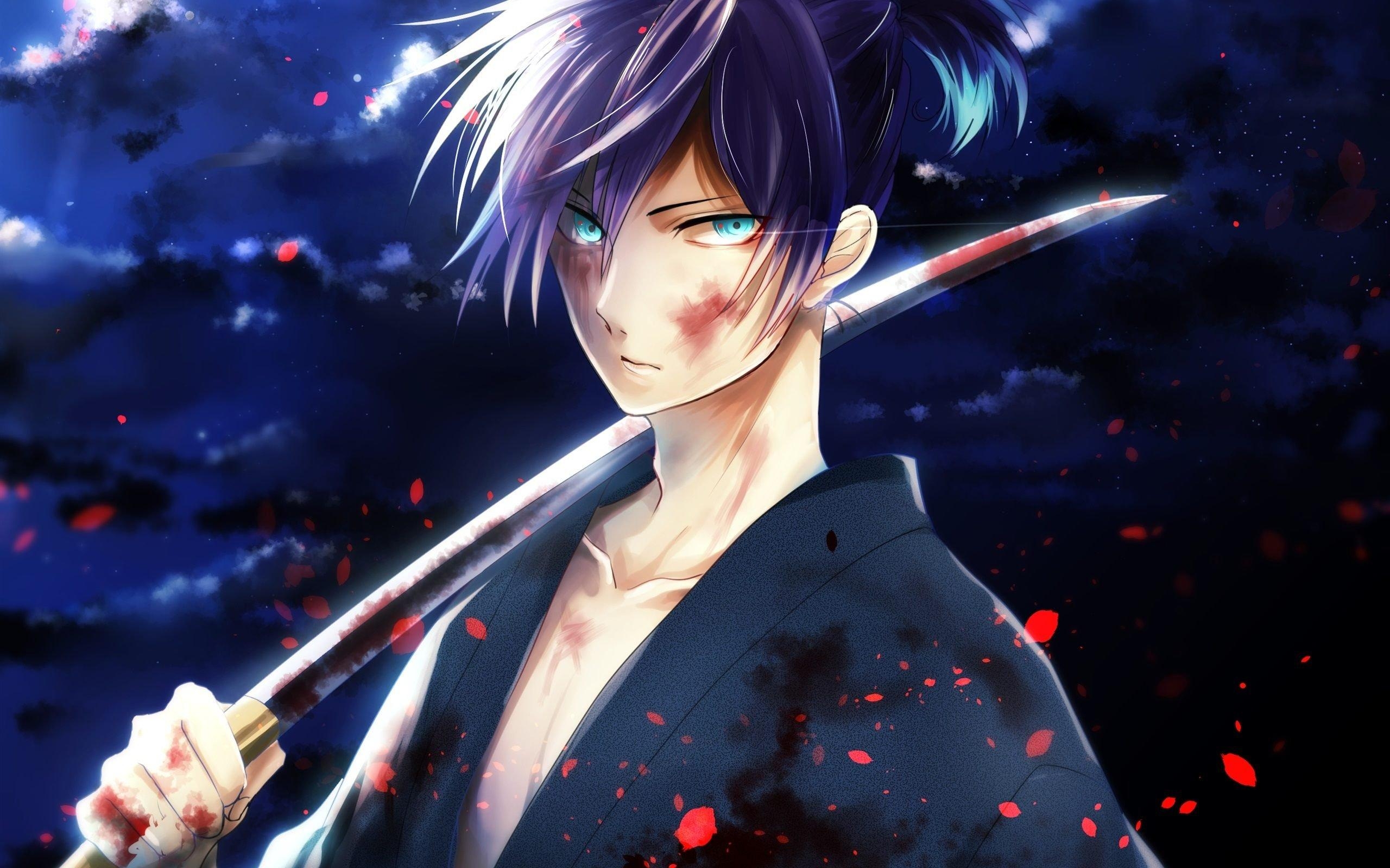 2560x1600 Yato Noragami Anime boy blood sword petals wallpaperx1600, Desktop