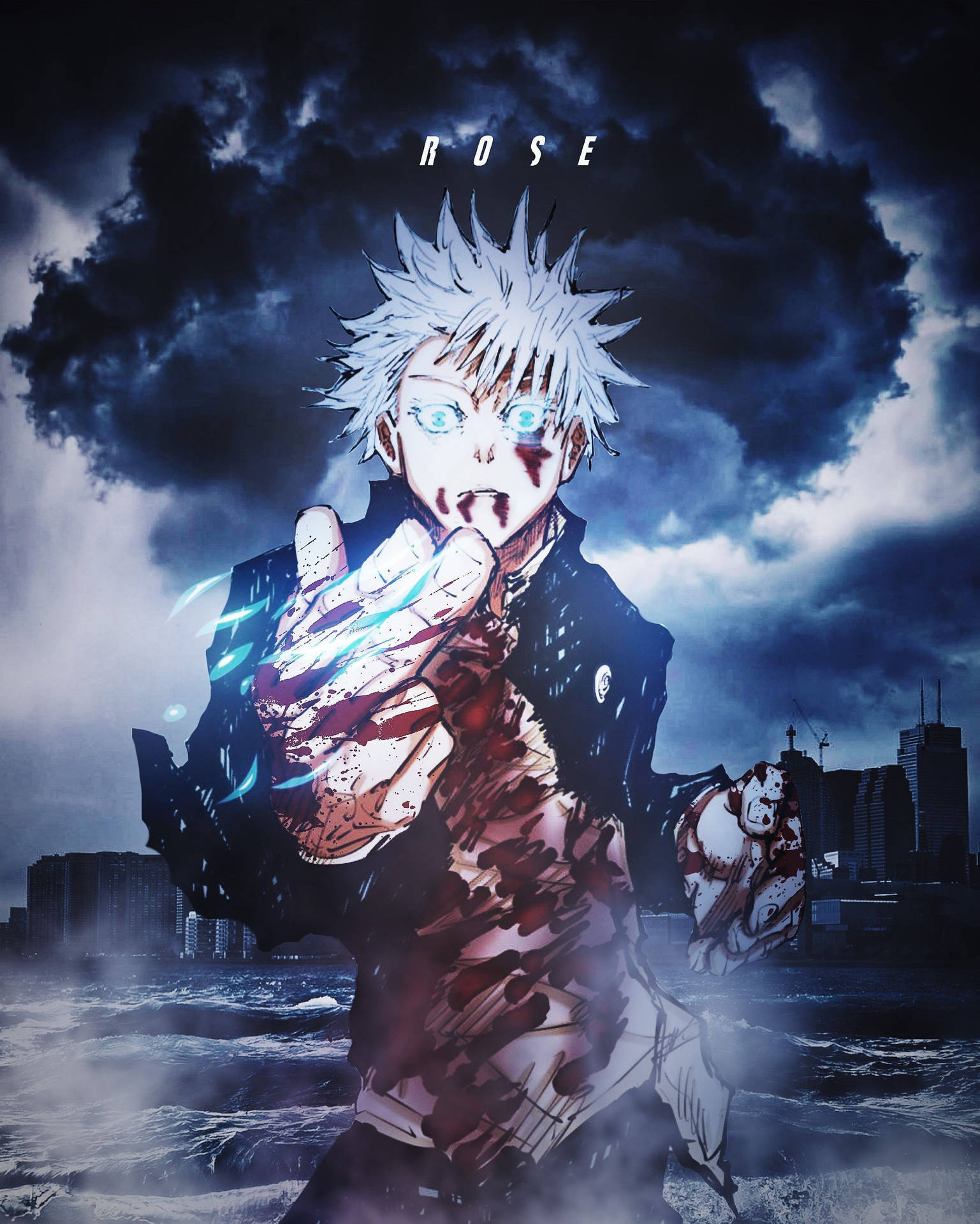 1540x1920 Download Dramatic Wounded Satoru Gojo Jujutsu Kaisen Phone Wallpaper, Phone