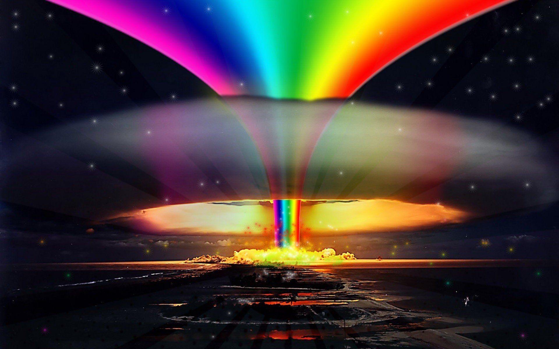 1920x1200 Rainbows Painted Beautifull Combination Colourfully Clouds, Desktop