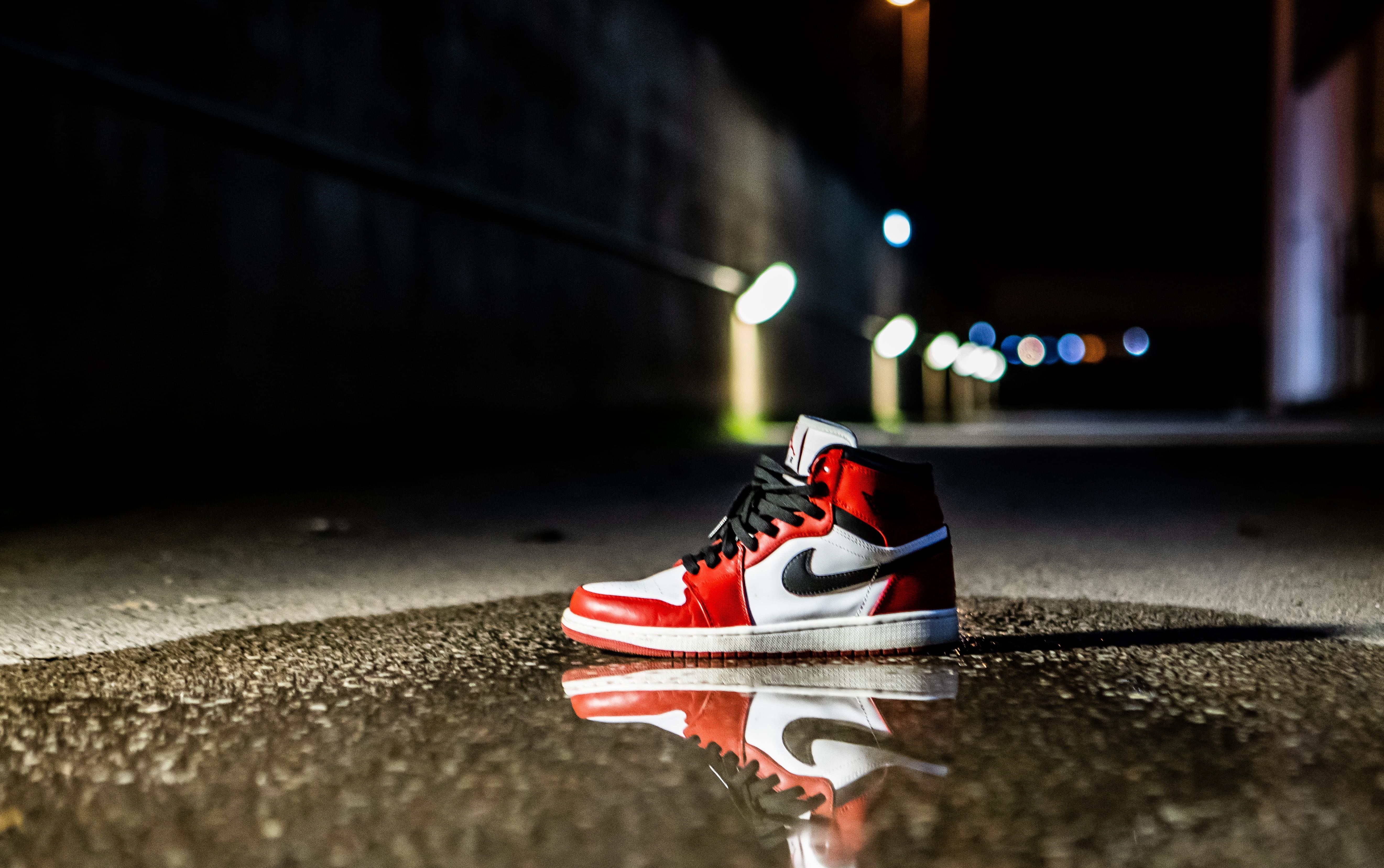 5290x3320 Wallpaper red and white Air Jordan 1 shoe on concrete floor, apparel, clothing. Sneakers wallpaper, Air jordans, Jordans, Desktop