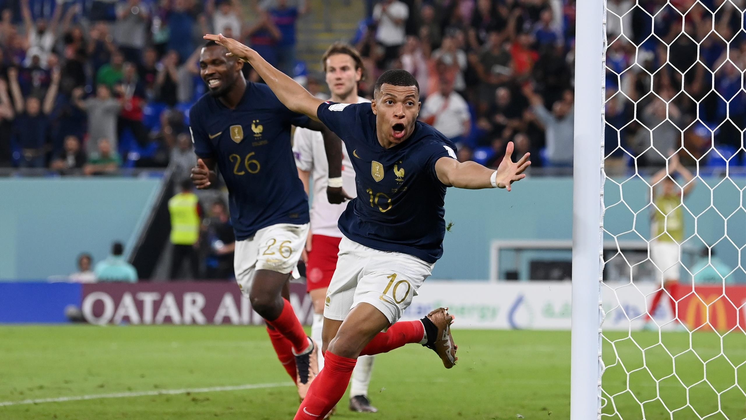 2560x1440 France 2 1 Denmark: Kylian Mbappe Hits Brace And Sets Records As Holders Qualify For Last 16 At 2022 World Cup, Desktop