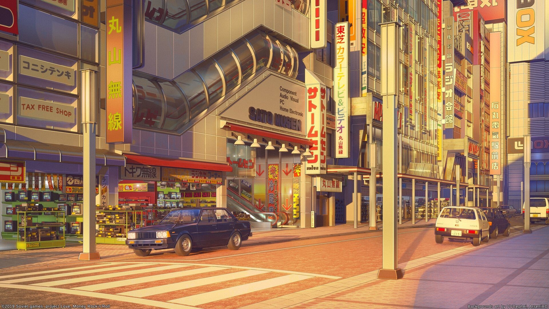 1920x1080 Akihabara South Exit in game variants, Arseniy Chebynkin. Anime scenery wallpaper, Anime background wallpaper, Anime scenery, Desktop