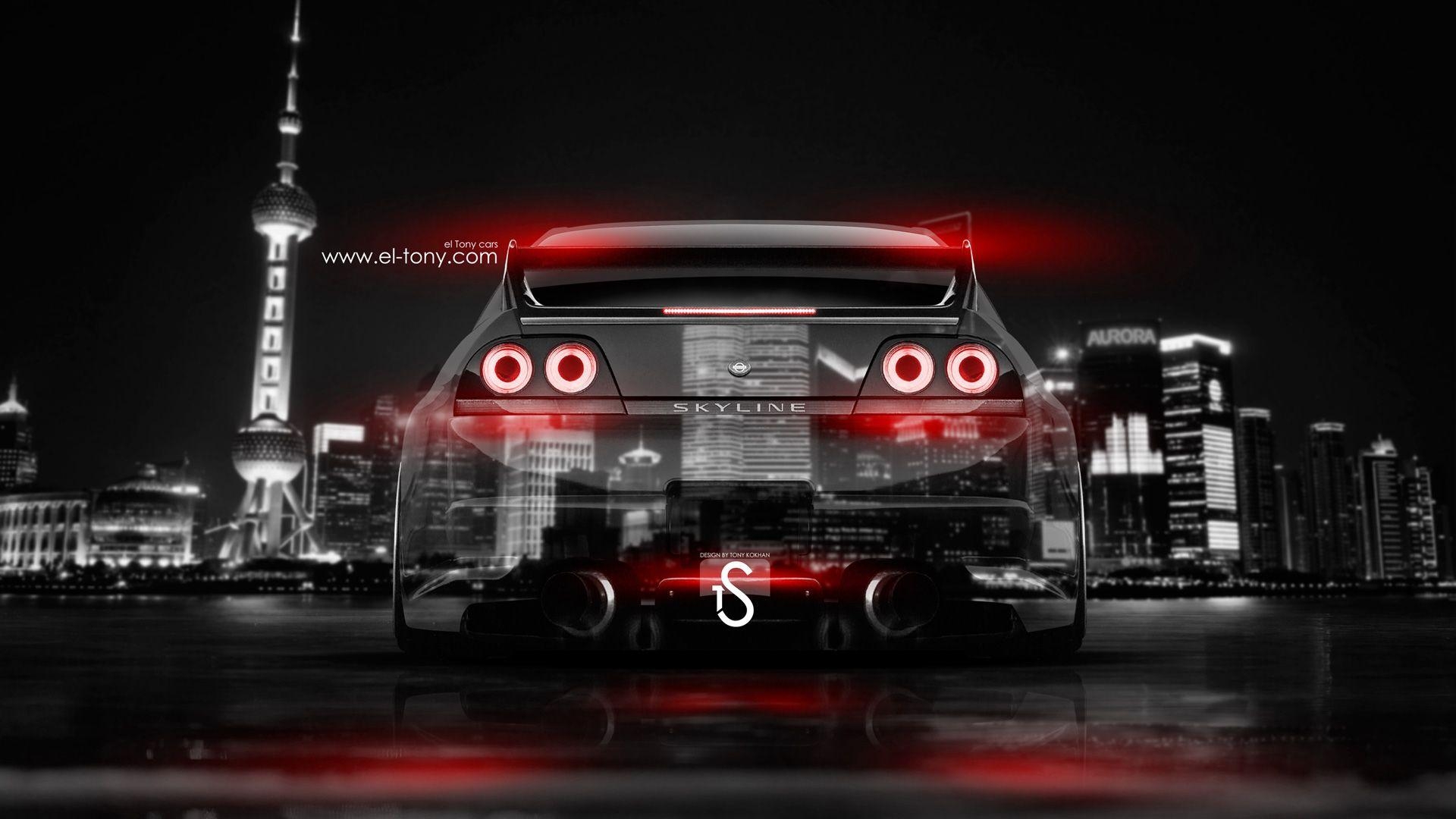 1920x1080 Nissan Skyline GTR R33 JDM Back Crystal City Car 2014, Desktop