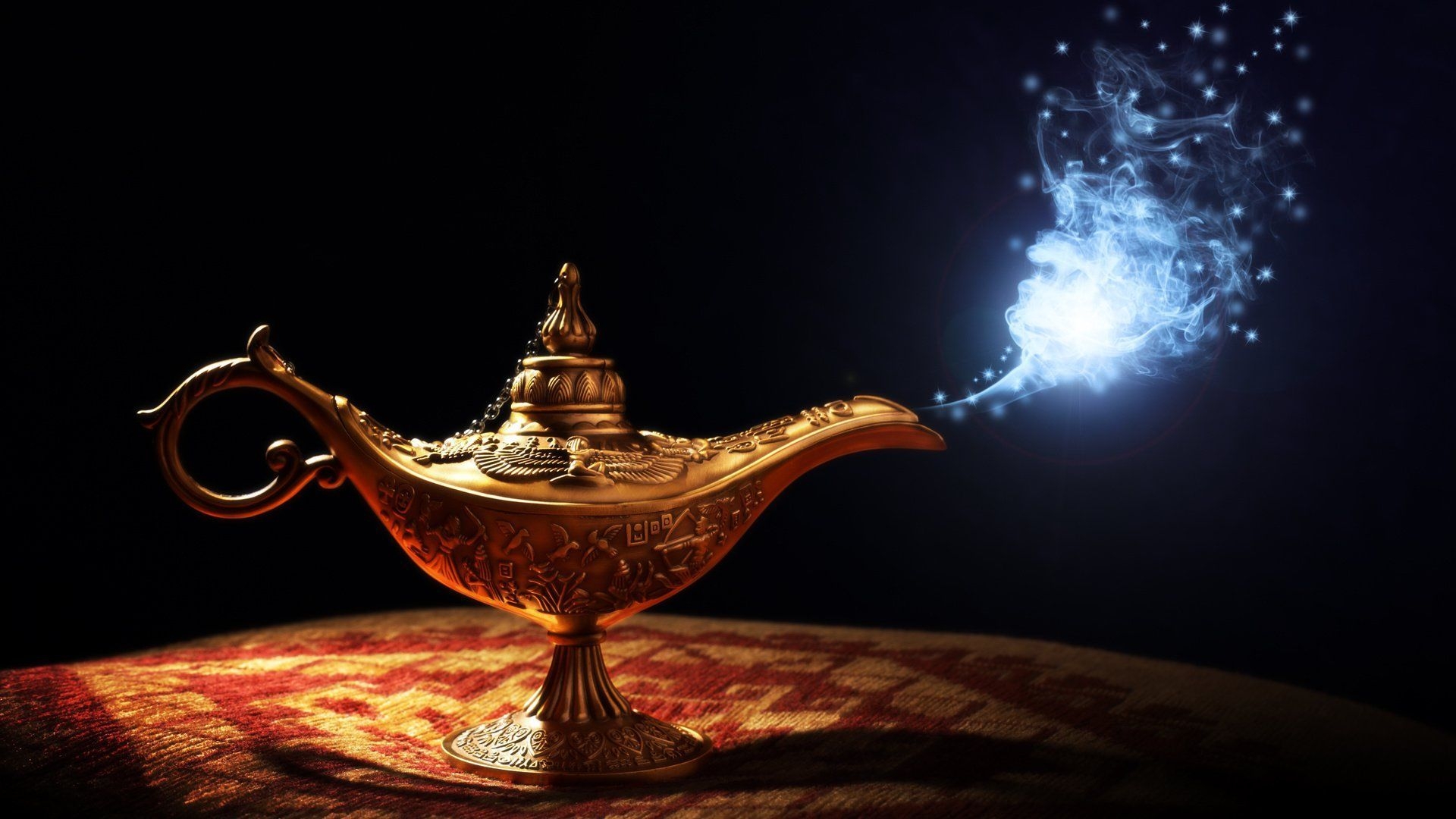 1920x1080 Fantasy Magic Fantasy Lamp Smoke Sparkles Wallpaper. Magic lamp, Aladdin, Genies, Desktop