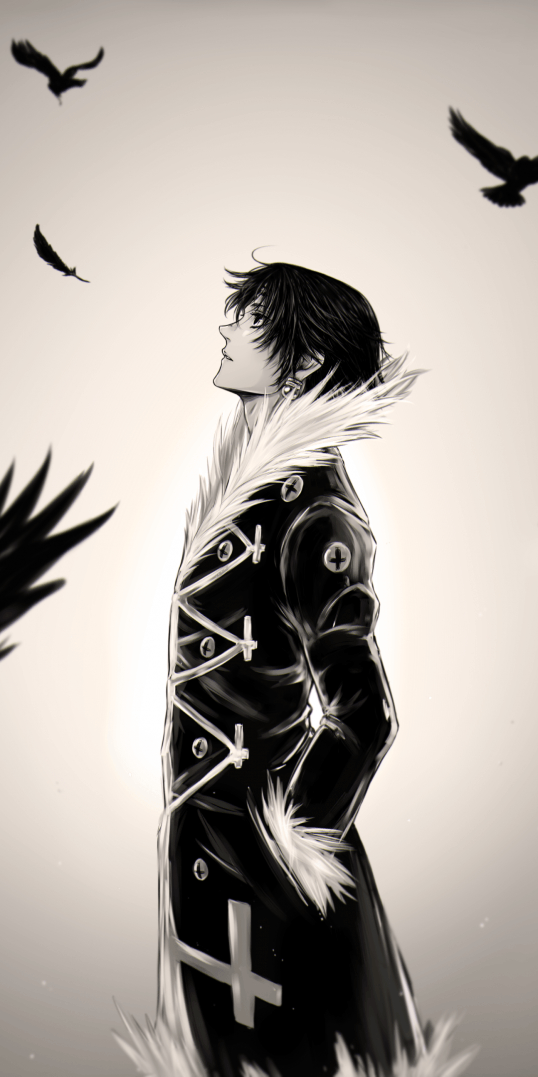 1080x2160 Download  Hunter X Hunter, Chrollo Lucilfer, Feathers, Phone