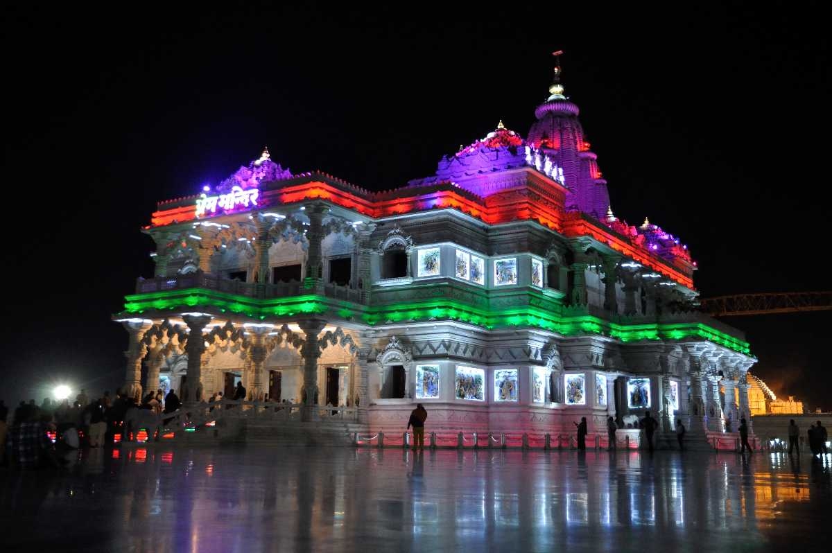 1200x800 Prem mandir vrindavan Image, Prem Mandir Night View, Picture of Prem mandir, Vrindavan. Shri Mathura Ji, Desktop