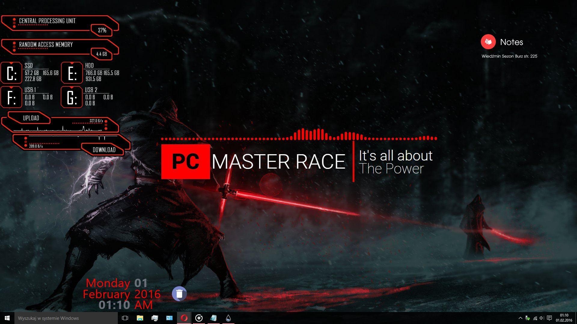 1920x1080 Rainmeter PC Master Race red full, Desktop