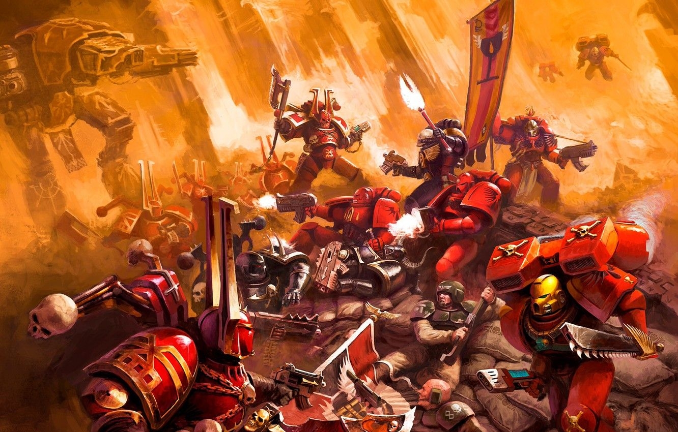 1340x850 Wallpaper battle, Space Marine, Warhammer Chaos, chaos, space Marines, Titan, Imperial guard, Blood Angels, Warhammer 40K, Black Legion, Imperial Guard, Cadian, Khorne Berserker, Chaos Warhound Titan, Black Crusade image for desktop, Desktop