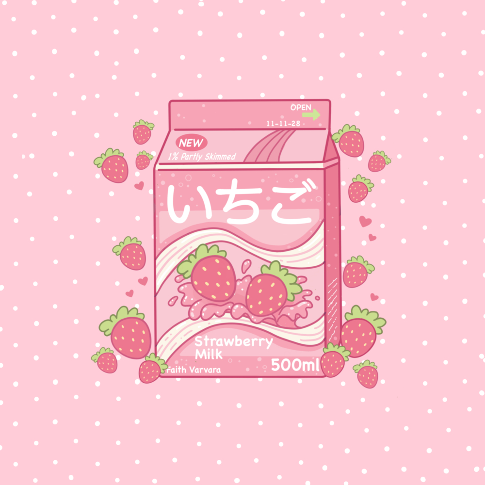 1000x1000 Strawberry Milk Pink Pillow, Phone