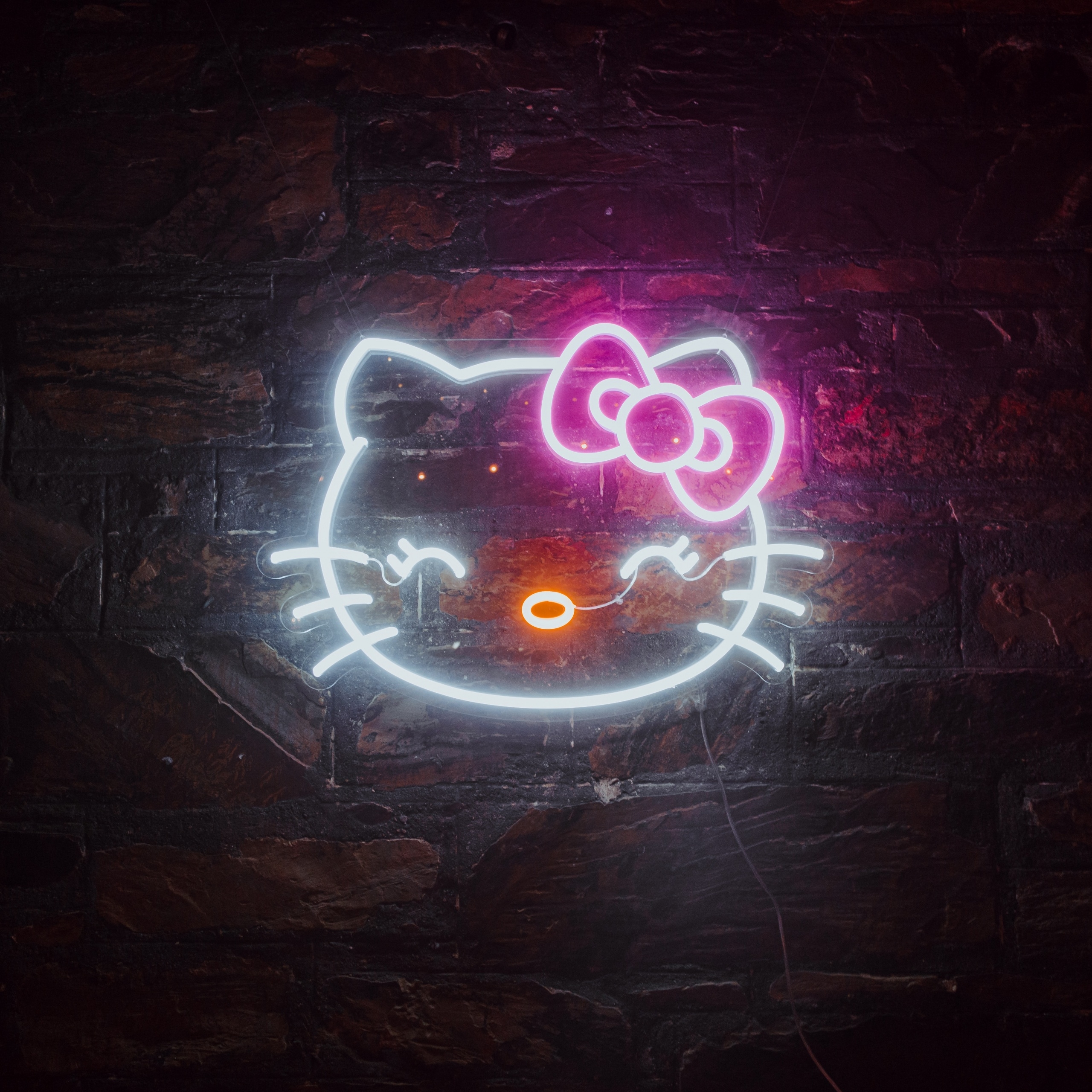 2560x2560 Hello Kitty Wallpaper 4K, Neon sign, Cute, Photography, Phone